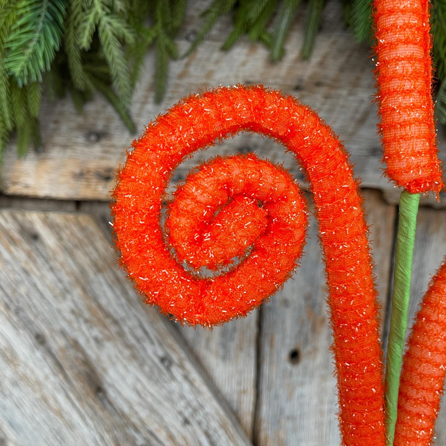 28" Orange Curly Spray, Carrot Colored Spray, Wreath Supply, Easter Spray, Craft Supply, Orange Spray Pick, Vase Filler, 63636OR
