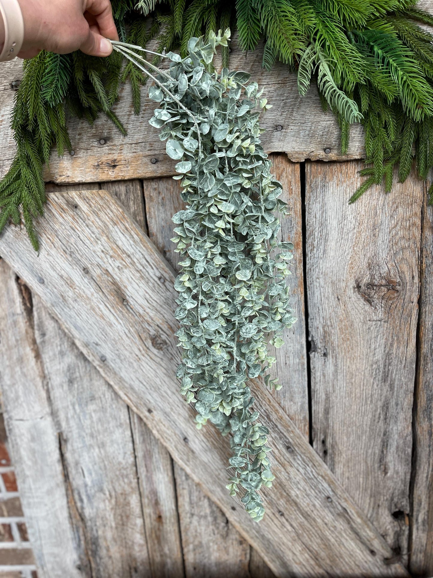 32" Eucalyptus Hanging Bush, Artificial Greenery Bush, Hanging Greenery Bush