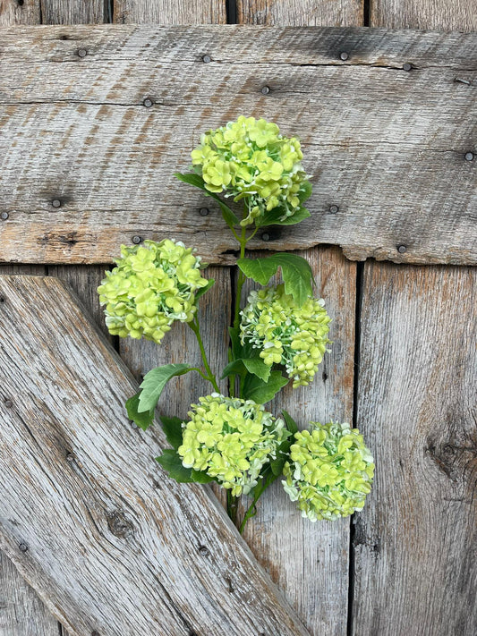 32" Green Snowball Hydrangea Spray, Artificial Hydrangea Florals, Green Hydrangea Spray