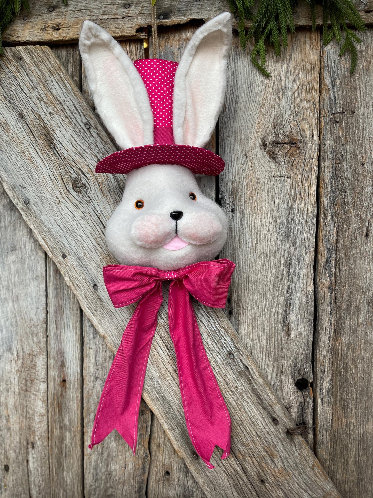 22" Hot Pink Bunny Top Hat Ornament, Easter Decor, Easter Bunny, Bunny Head, Bunny Ornament, Wreath Attachment, Wreath Supply, 63535BT