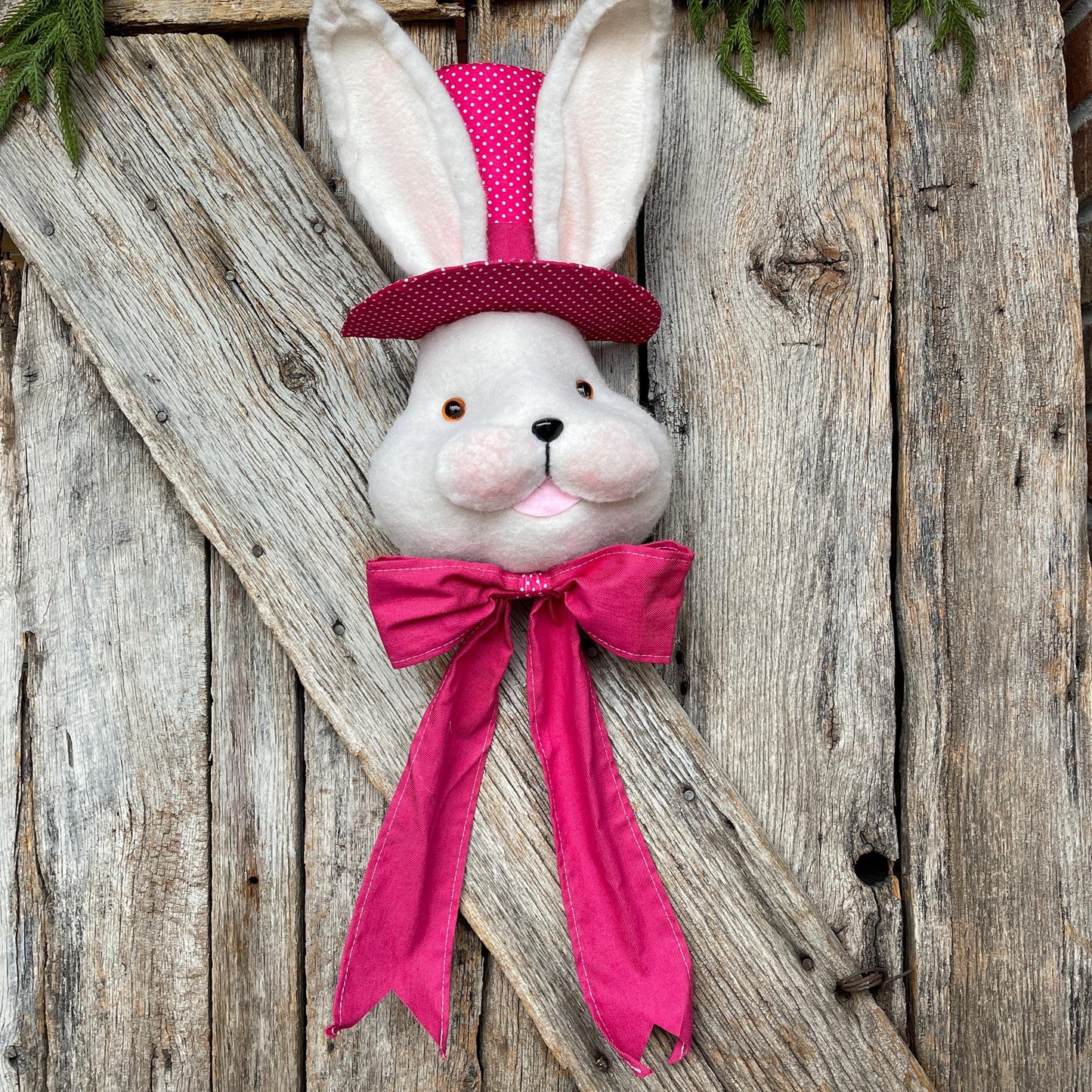 22" Hot Pink Bunny Top Hat Ornament, Easter Decor, Easter Bunny, Bunny Head, Bunny Ornament, Wreath Attachment, Wreath Supply, 63535BT