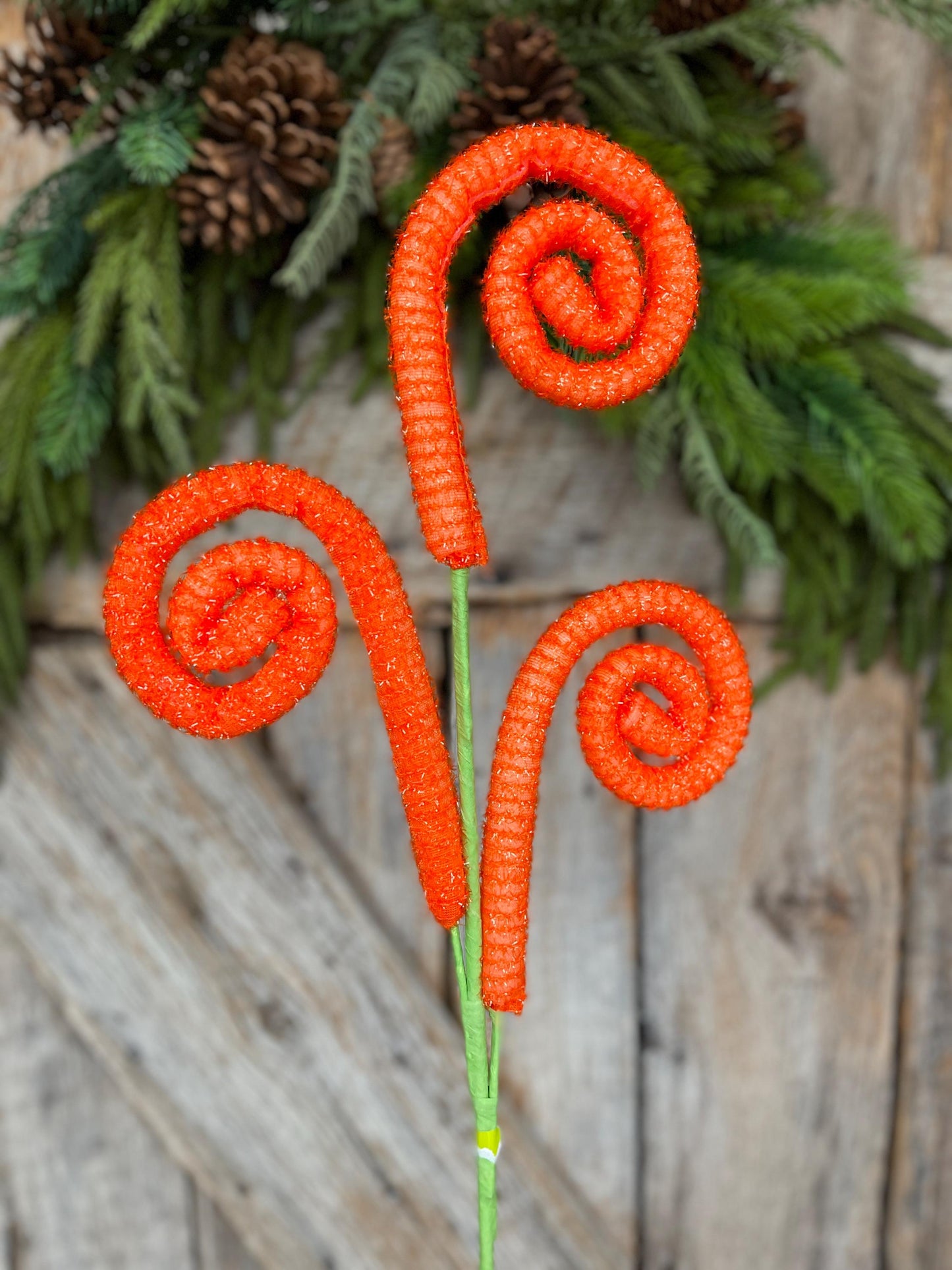 28" Orange Curly Spray, Carrot Colored Spray, Wreath Supply, Easter Spray, Craft Supply, Orange Spray Pick, Vase Filler, 63636OR