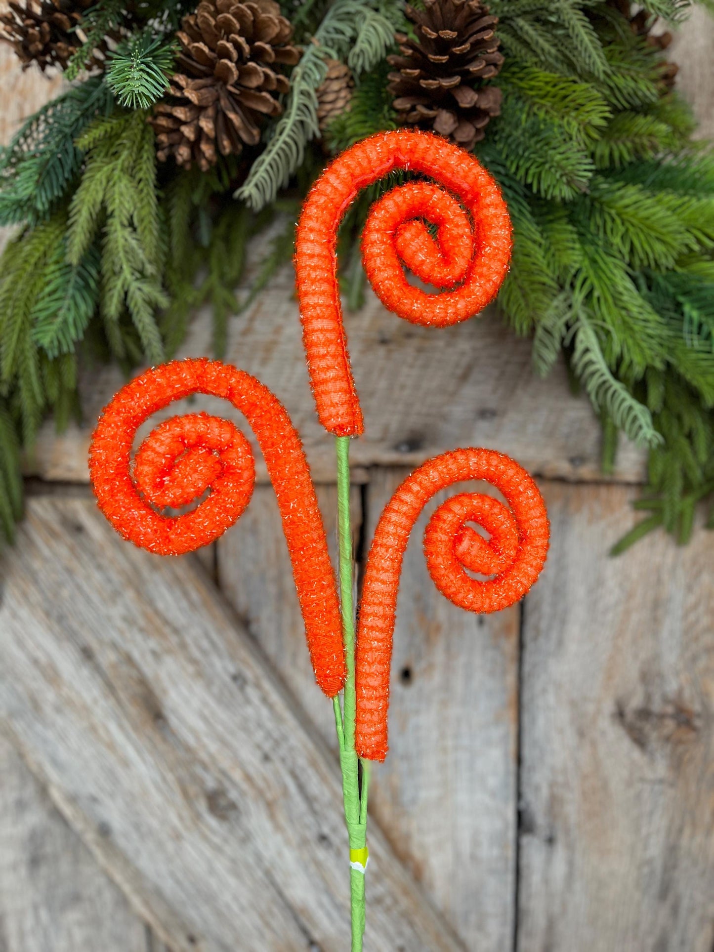 28" Orange Curly Spray, Carrot Colored Spray, Wreath Supply, Easter Spray, Craft Supply, Orange Spray Pick, Vase Filler, 63636OR
