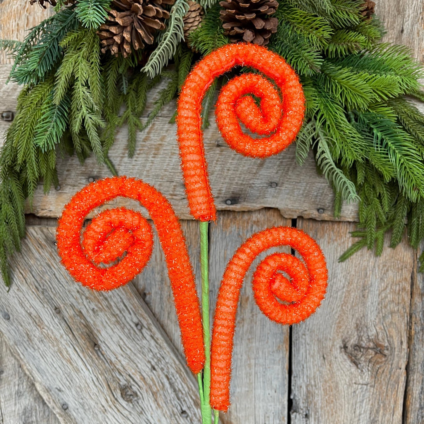 28" Orange Curly Spray, Carrot Colored Spray, Wreath Supply, Easter Spray, Craft Supply, Orange Spray Pick, Vase Filler, 63636OR