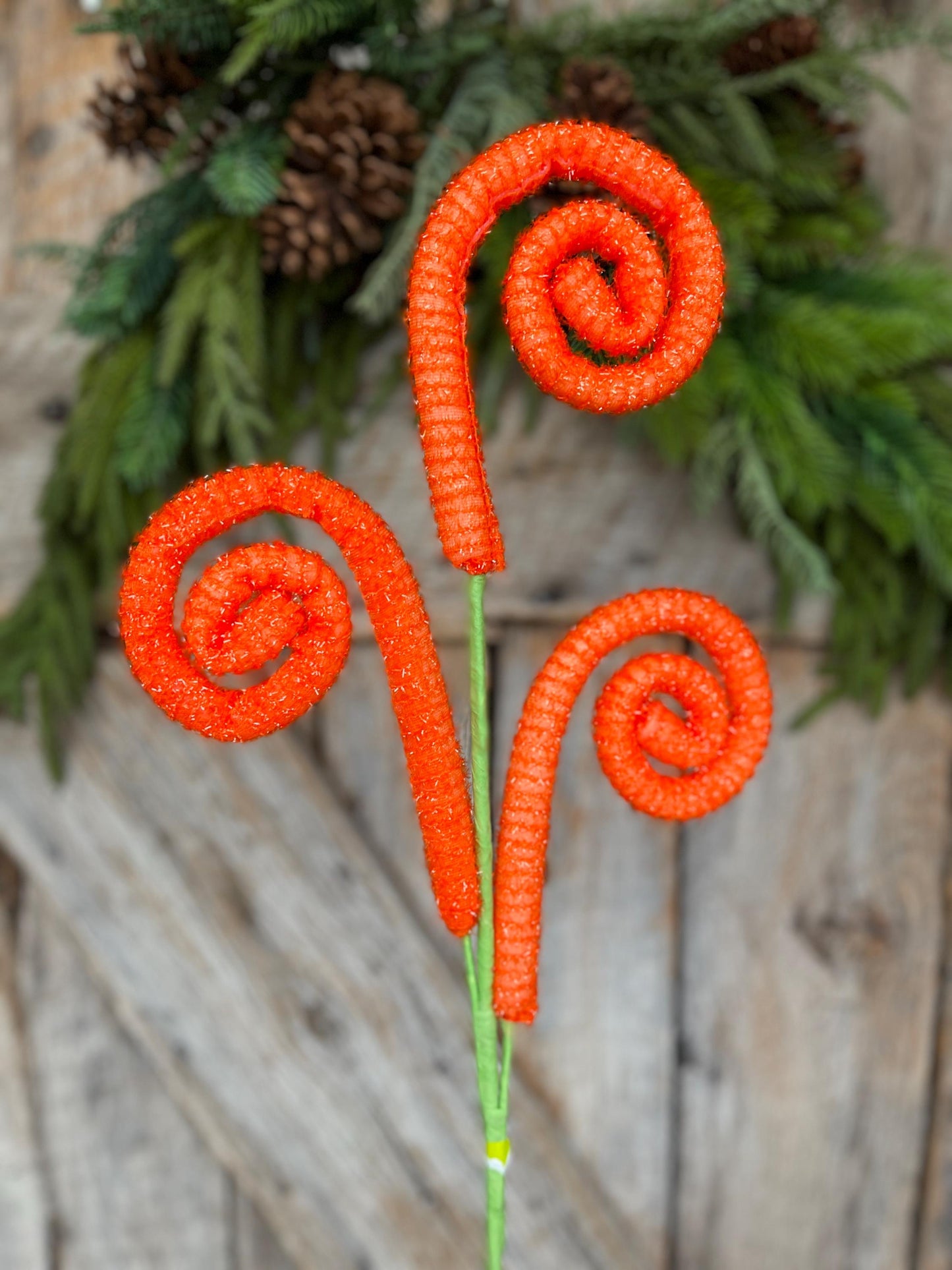 28" Orange Curly Spray, Carrot Colored Spray, Wreath Supply, Easter Spray, Craft Supply, Orange Spray Pick, Vase Filler, 63636OR