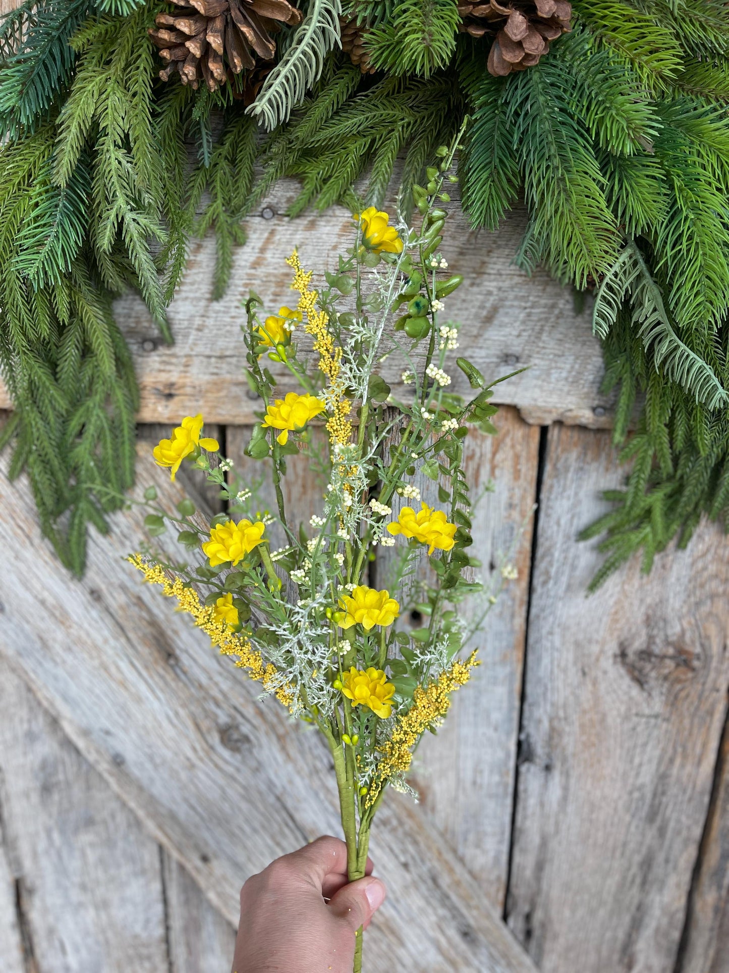 28" Yellow Wildflower Spray, Yellow Floral, Yellow Wildflower Floral, Yellow Filler Floral, Floral, Wreath Supply, Floral Supply, 6373YW