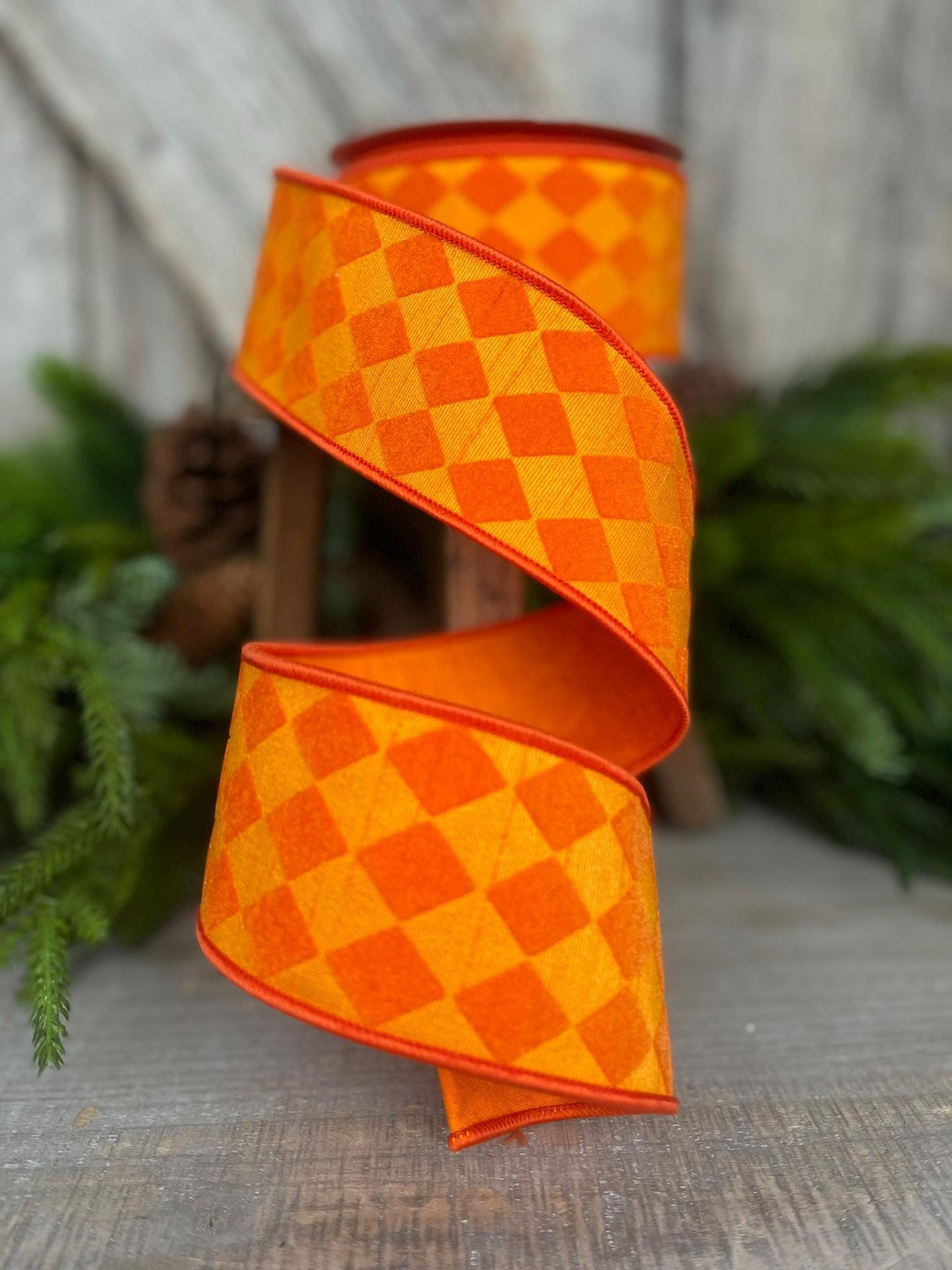 2.5" Black and White Retro Harlequin Ribbon, Farrisilk Ribbon, Flocked Ribbon,Halloween Ribbon
