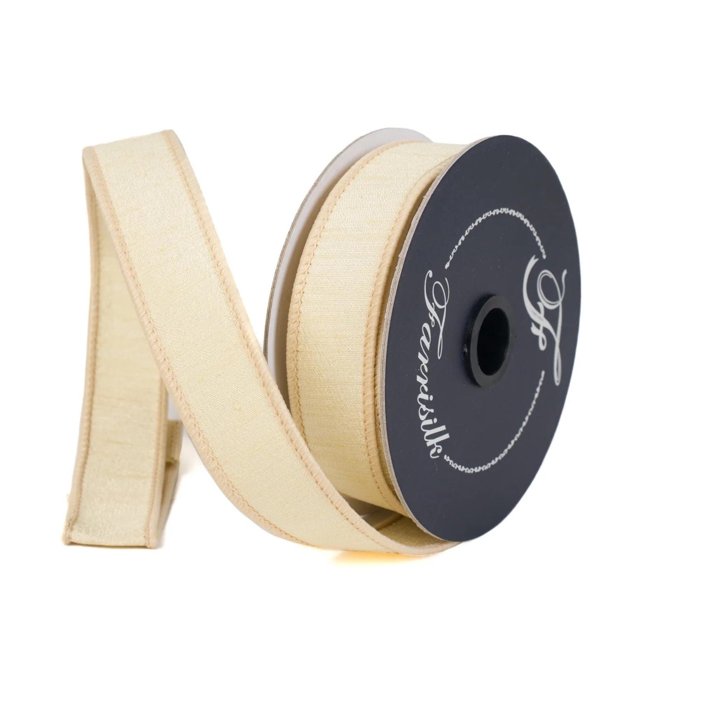 1" Cream Dupion Ribbon, Farrisilk Ribbon, Wired Ribbon, Cream Ribbon, Spring Ribbon, Fall Ribbon, Designer Ribbon, Wedding, RK608-01