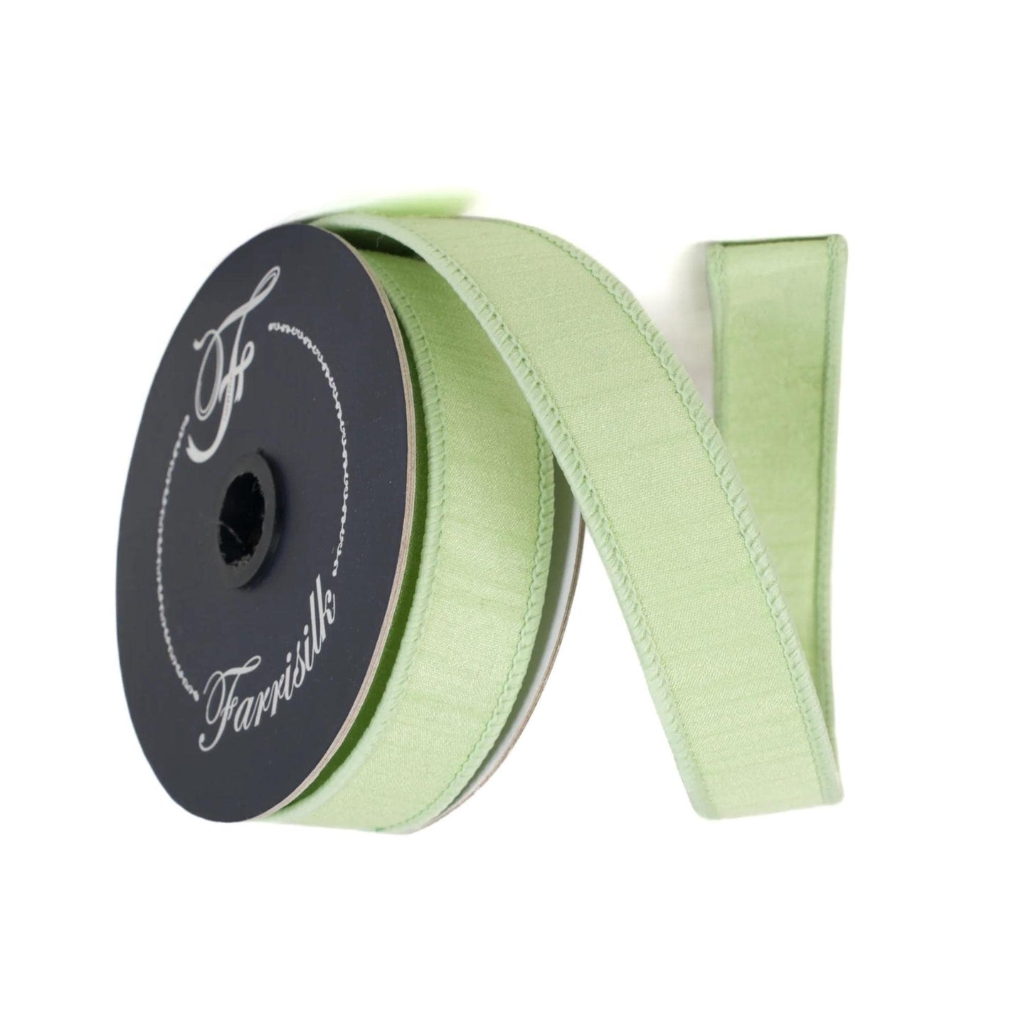1" Mint Green Dupion Ribbon, Farrisilk Ribbon, Wired Ribbon, Mint Ribbon, Spring Ribbon, Fall Ribbon, Designer Ribbon, Wedding, RK608-13