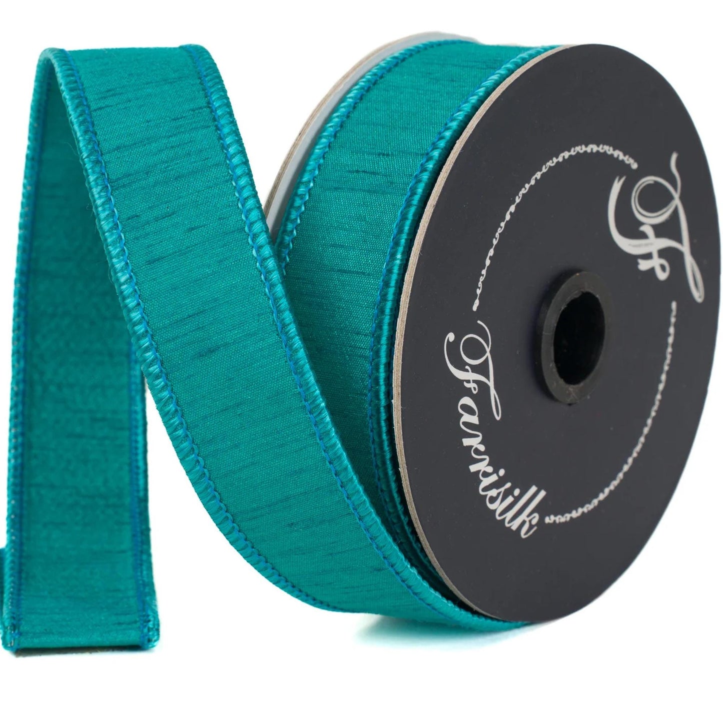 1" Teal Blue Dupion Ribbon, Farrisilk Ribbon, Wired Ribbon, Teal Ribbon, Spring Ribbon, Fall Ribbon, Designer Ribbon, Wedding, RK608-18