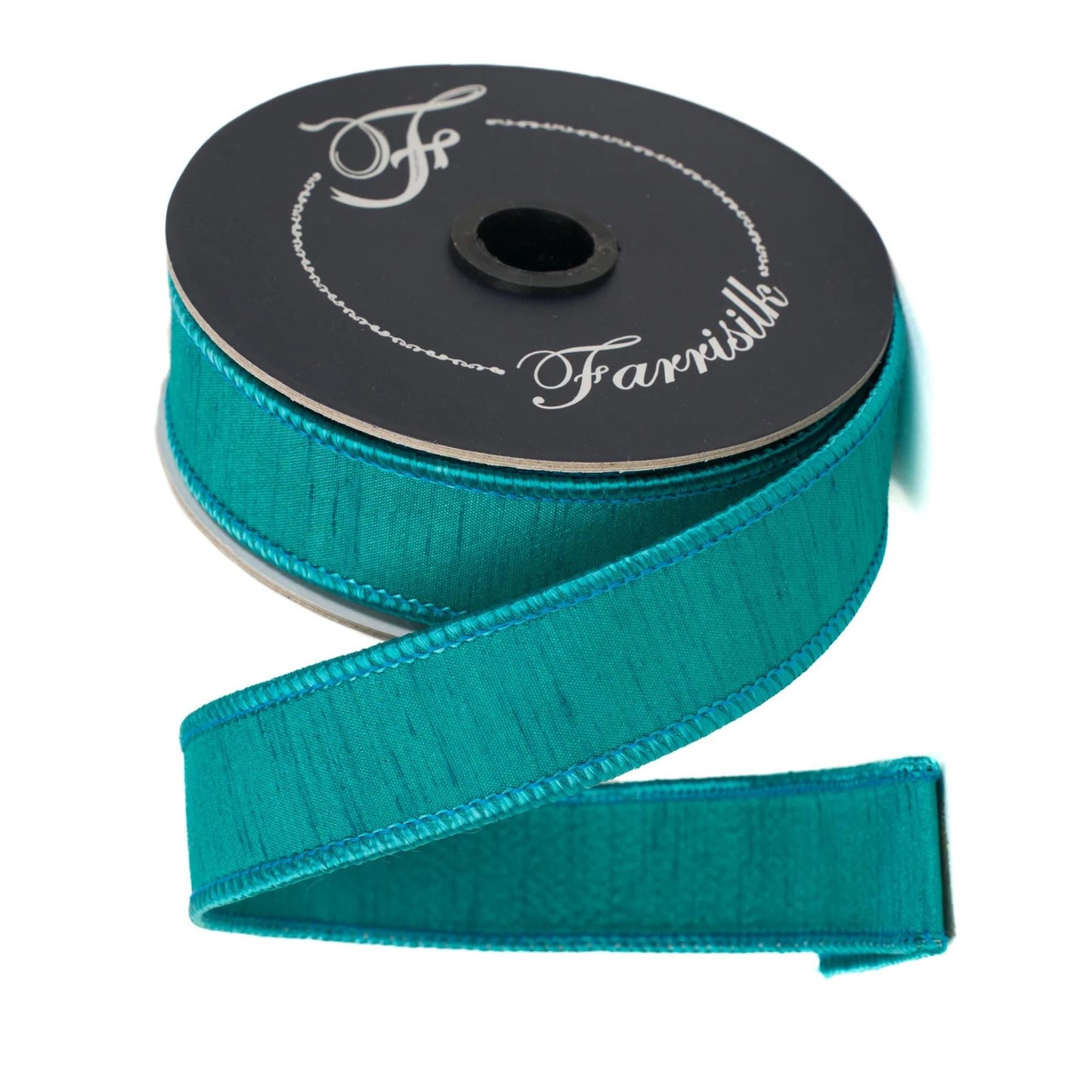 1" Teal Blue Dupion Ribbon, Farrisilk Ribbon, Wired Ribbon, Teal Ribbon, Spring Ribbon, Fall Ribbon, Designer Ribbon, Wedding, RK608-18