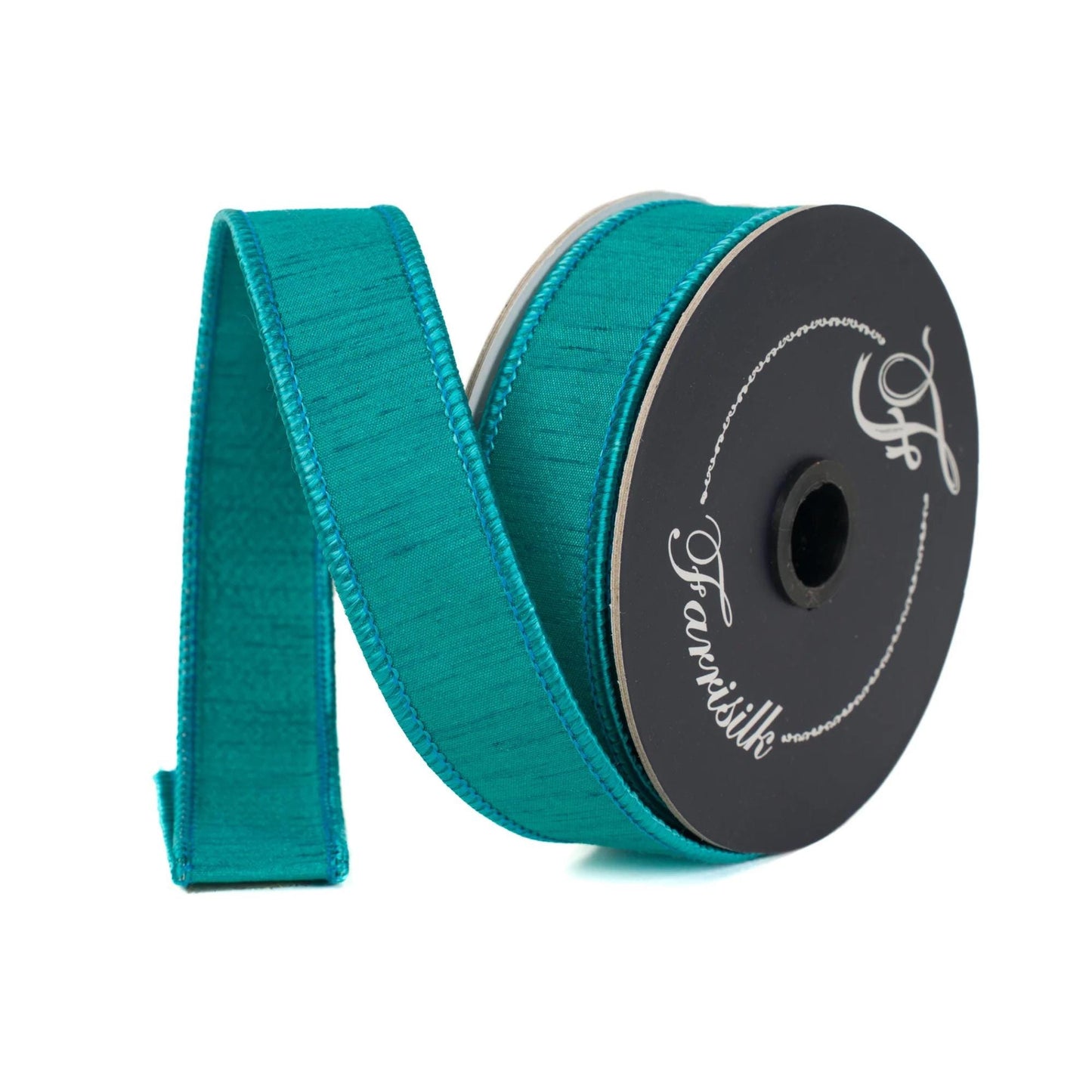 1" Teal Blue Dupion Ribbon, Farrisilk Ribbon, Wired Ribbon, Teal Ribbon, Spring Ribbon, Fall Ribbon, Designer Ribbon, Wedding, RK608-18