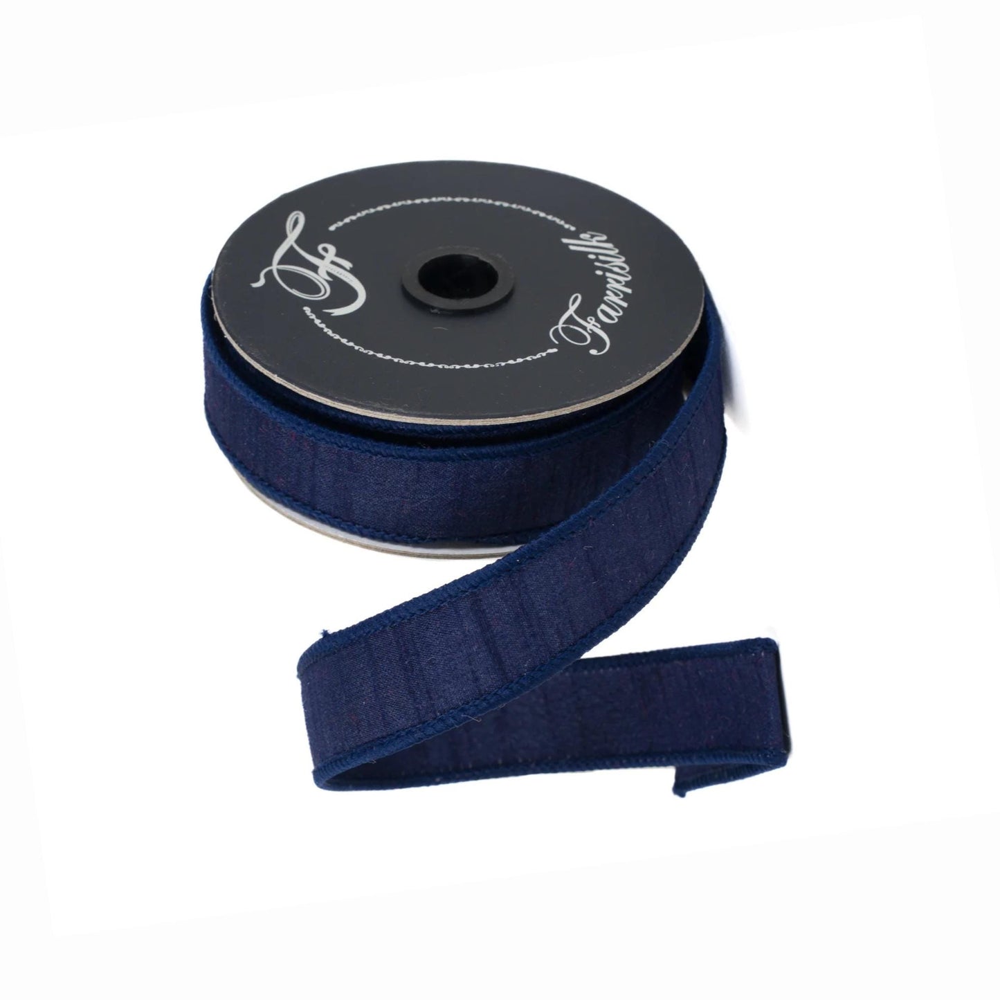 1" Navy Blue Dupion Ribbon, Farrisilk Ribbon, Ribbon, Navy Blue Ribbon, Patriotic Ribbon, Fall Ribbon, Designer Ribbon, Wedding, RK608-21