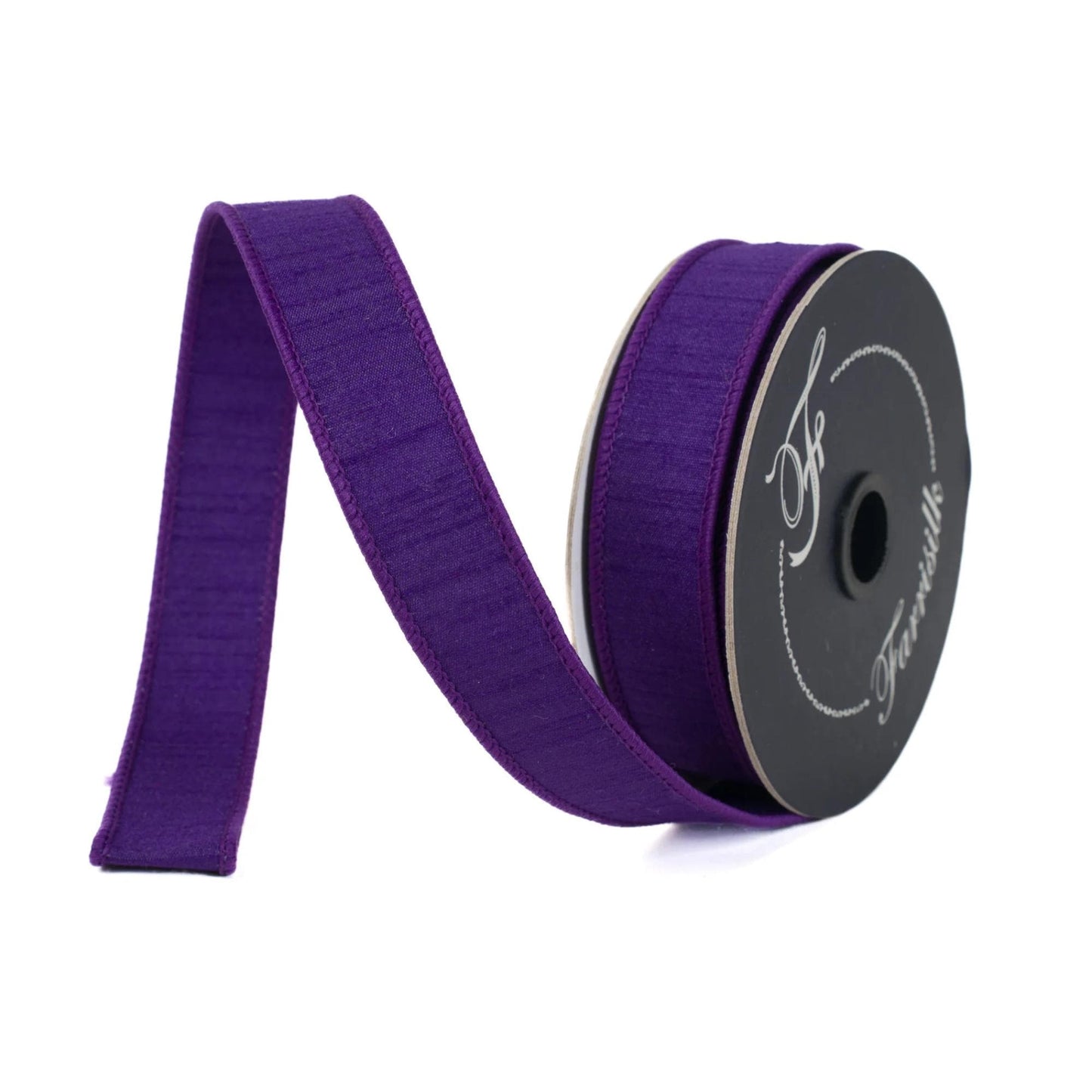 1” Purple Amethyst Dupion Ribbon, Farrisilk ribbon, wired ribbon, Jewel Tone Ribbon, Halloween Ribbon, Purple ribbon, RK608-72