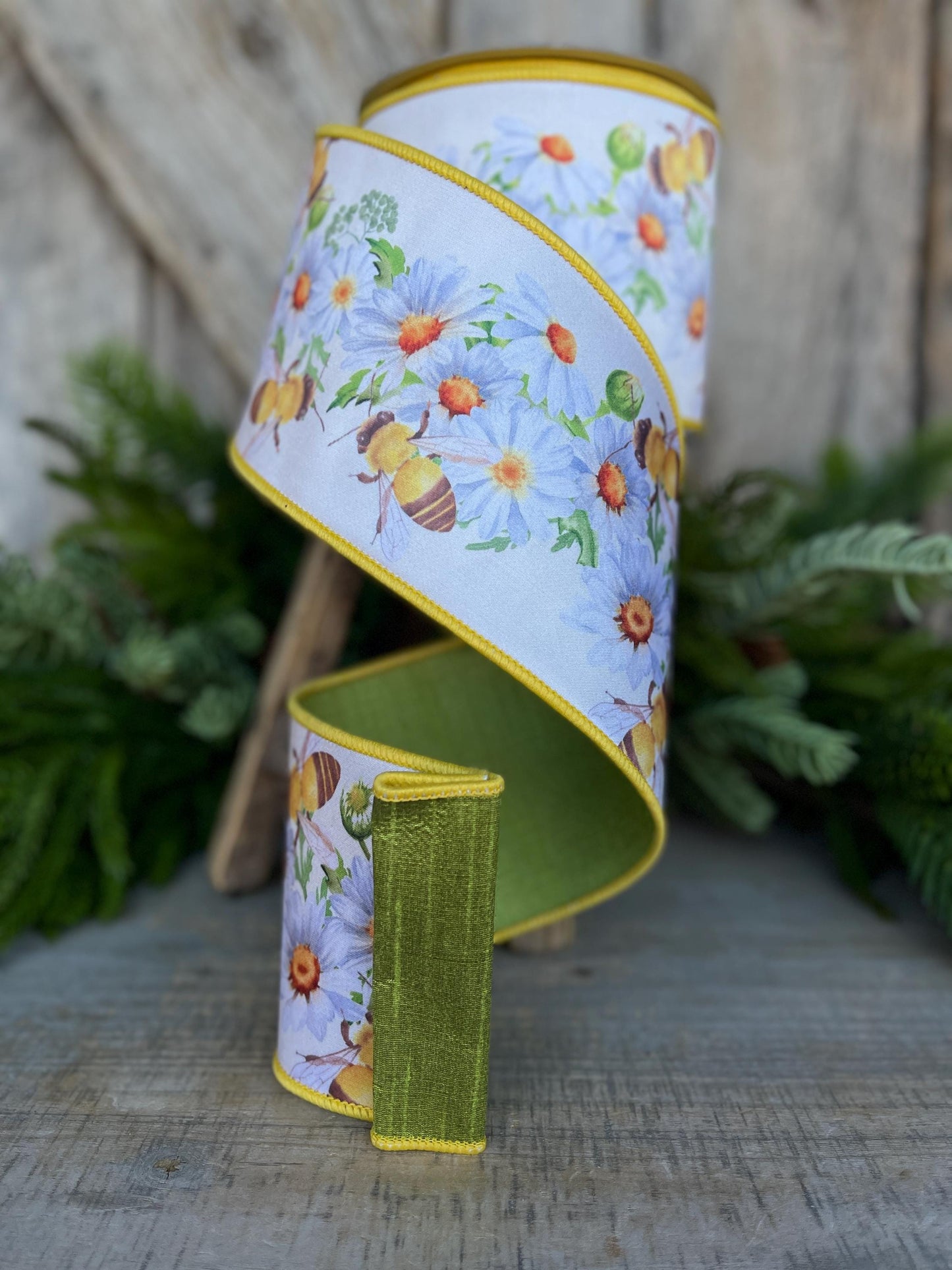 4" Honey Bee Ribbon, Wired Ribbon, Farrisilk Ribbon
