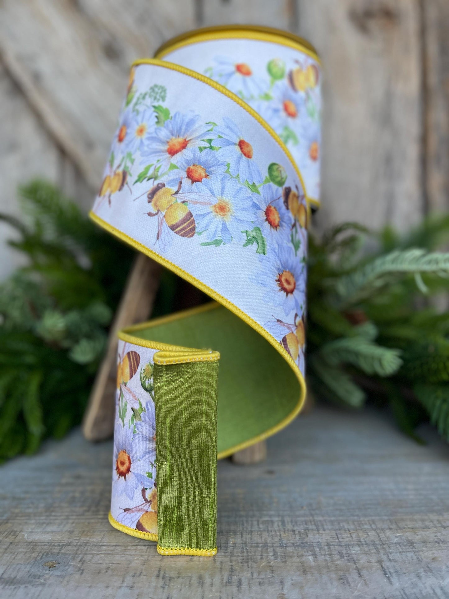 4" Honey Bee Ribbon, Wired Ribbon, Farrisilk Ribbon