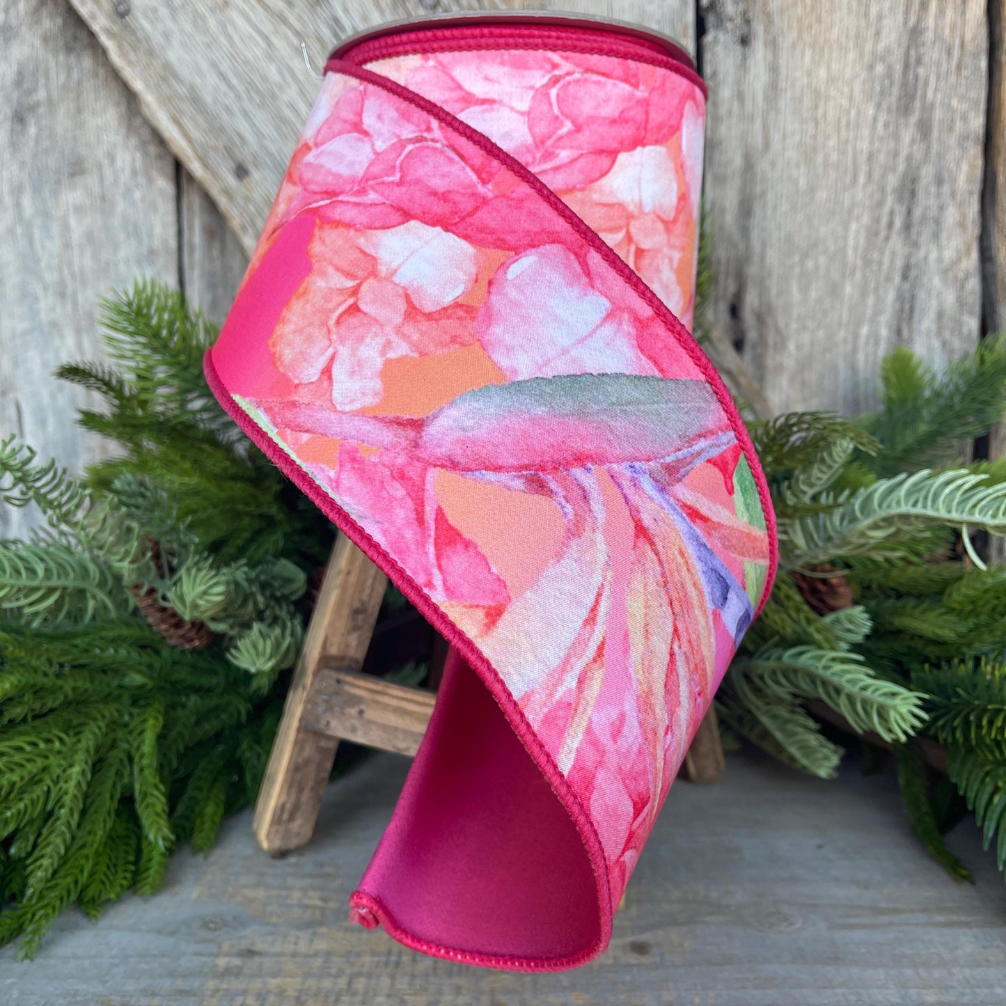 4" Birds of Paradise Ribbon, Farrisilk Ribbon, Wired Ribbon, Floral Ribbon, Summer Ribbon, Designer Ribbon, SR059-32