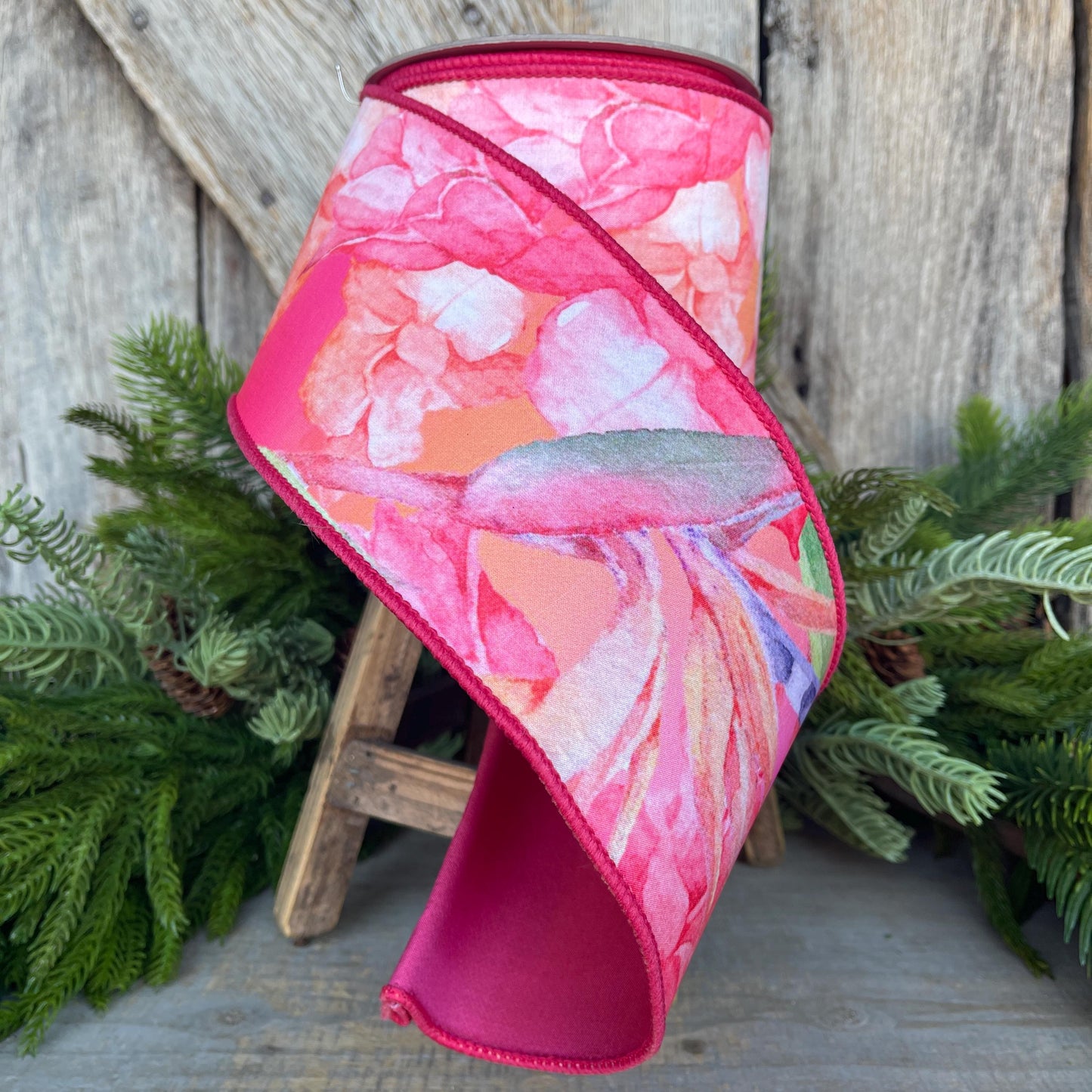 4" Birds of Paradise Ribbon, Farrisilk Ribbon, Wired Ribbon, Floral Ribbon, Summer Ribbon, Designer Ribbon, SR059-32