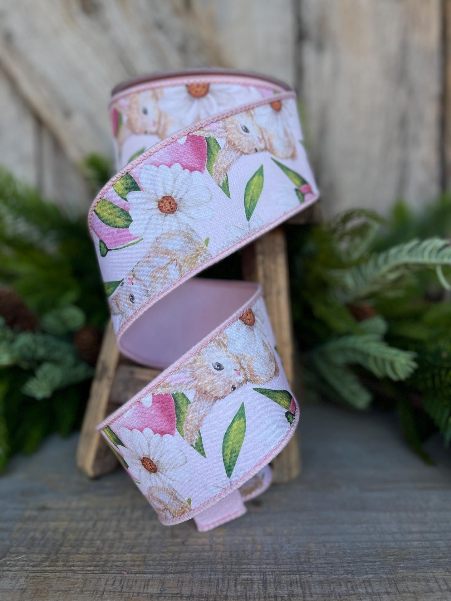2.5" Easter Egg Hunt Ribbon, Farrisilk Ribbon, Wired Ribbon, Easter Bunny Ribbon, SR110-13