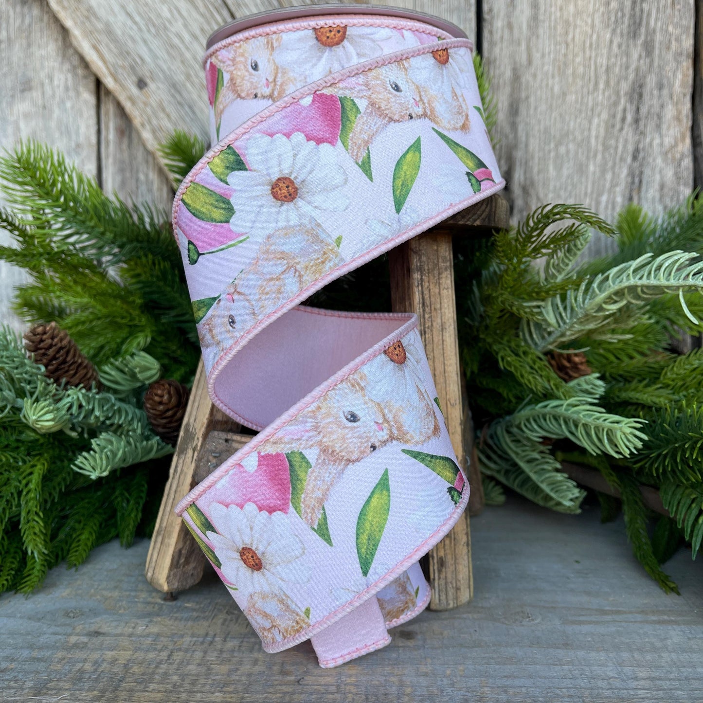 2.5" Easter Egg Hunt Ribbon, Farrisilk Ribbon, Wired Ribbon, Easter Bunny Ribbon, SR110-13