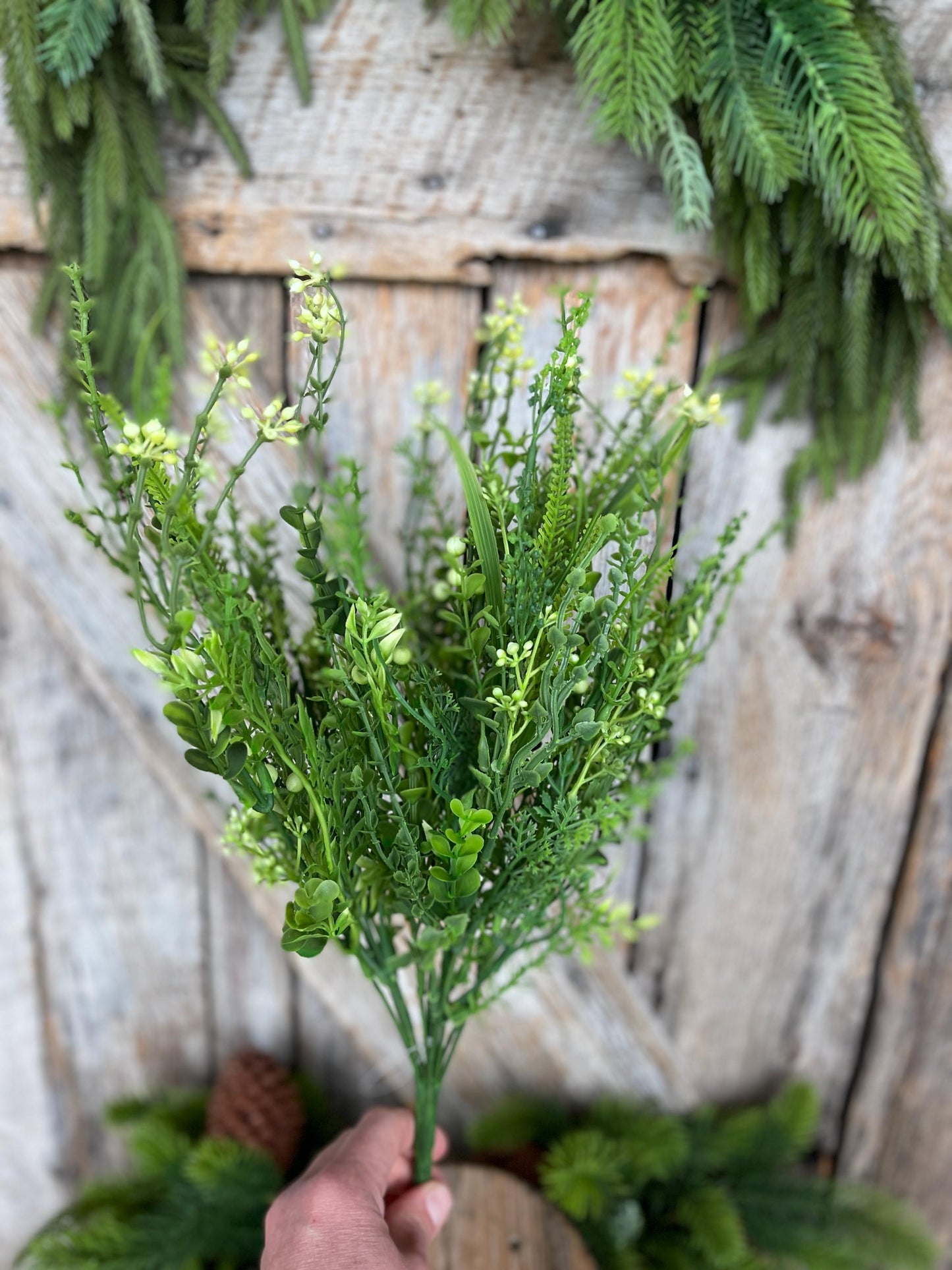 18" Mixed Greenery Bush, Plastic Greenery Bush, Greenery Filler Bush, Wreath Filler Bush, Artificial Greenery Bush, 82376