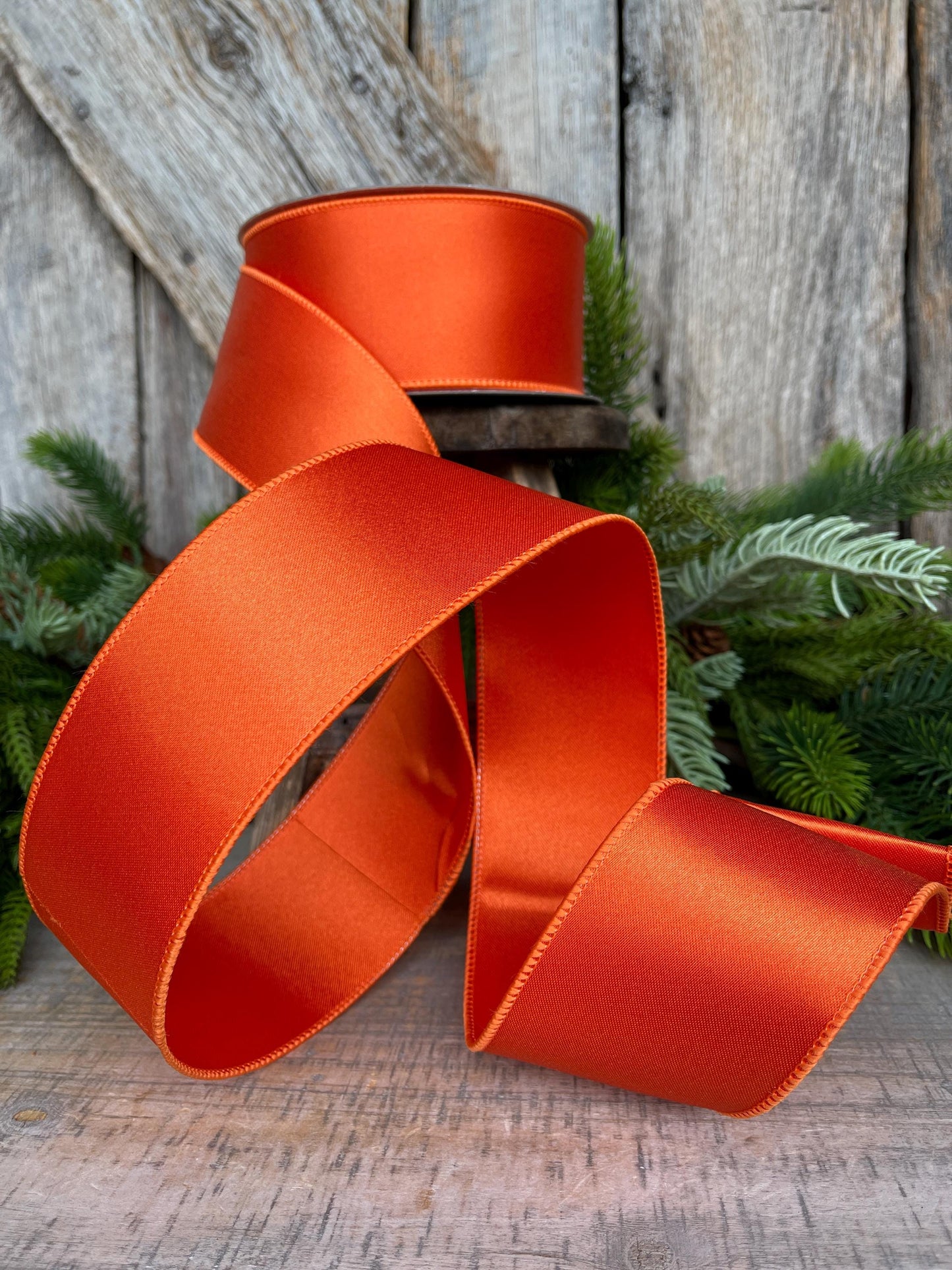 2.5" Orange Satin Ribbon, Farrisilk Ribbon, Wired Ribbon, RIbbon, Halloween Ribbon, Orange Ribbon, Fall Ribbon, Designer RIbbon, RD876-52
