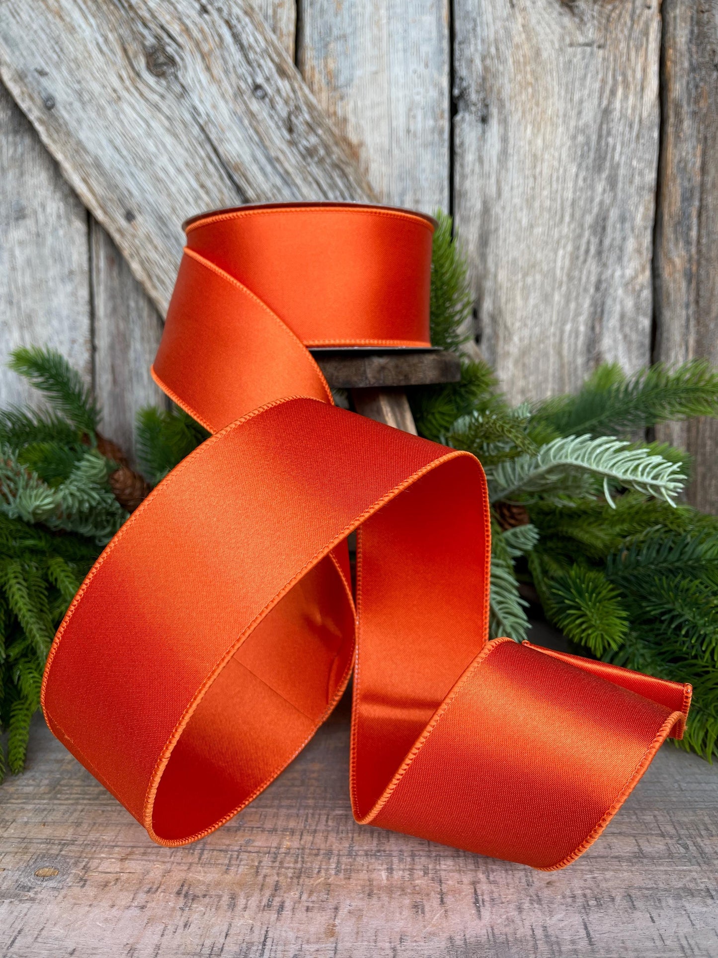 2.5" Orange Satin Ribbon, Farrisilk Ribbon, Wired Ribbon, RIbbon, Halloween Ribbon, Orange Ribbon, Fall Ribbon, Designer RIbbon, RD876-52