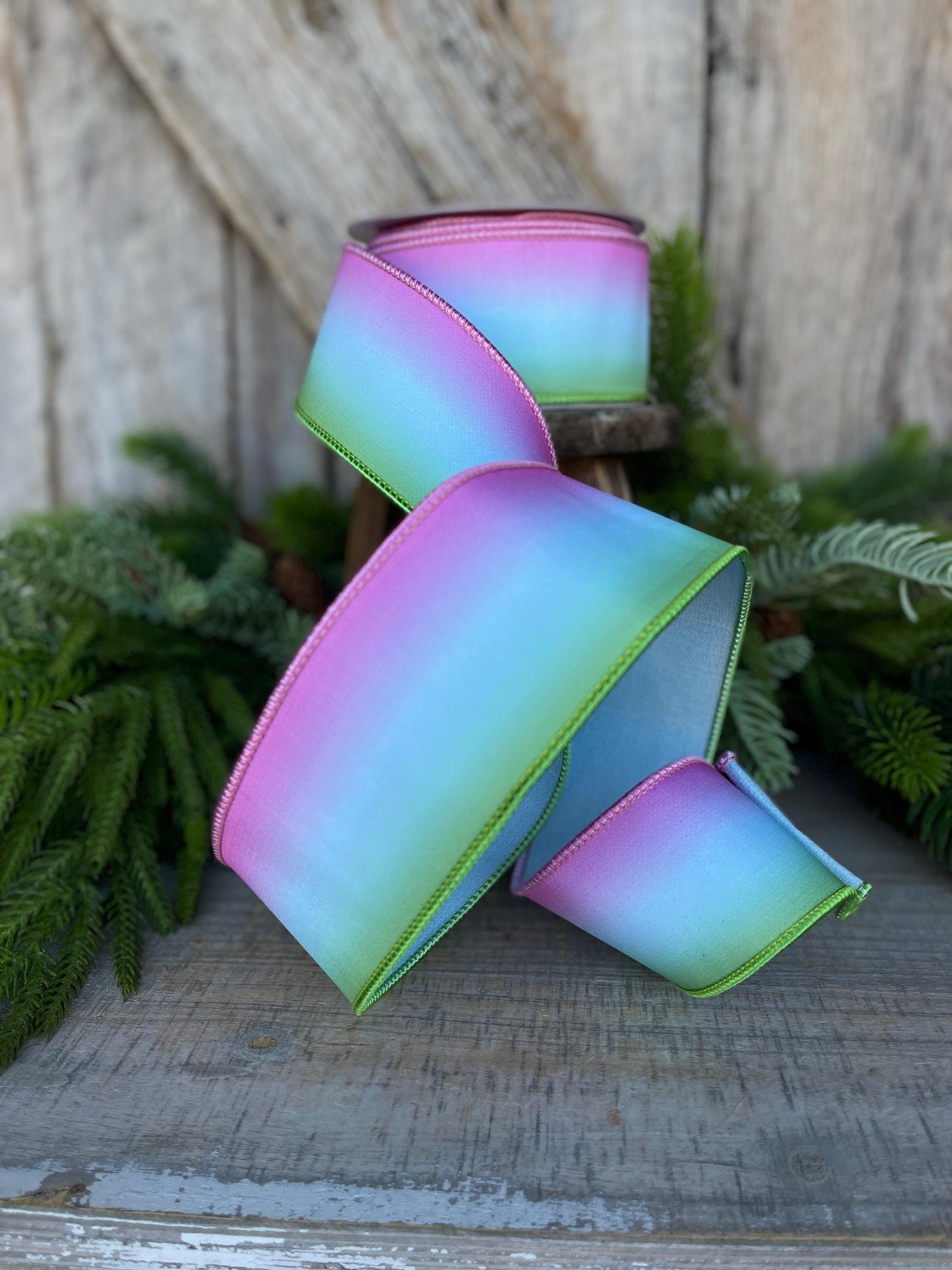 2.5" Pastel Horizon Ribbon, Farrisilk Ribbon, Wired Ribbon, Blue Ombre Ribbon, Spring Summer Ribbon, Pastel Ribbon, SR055-32