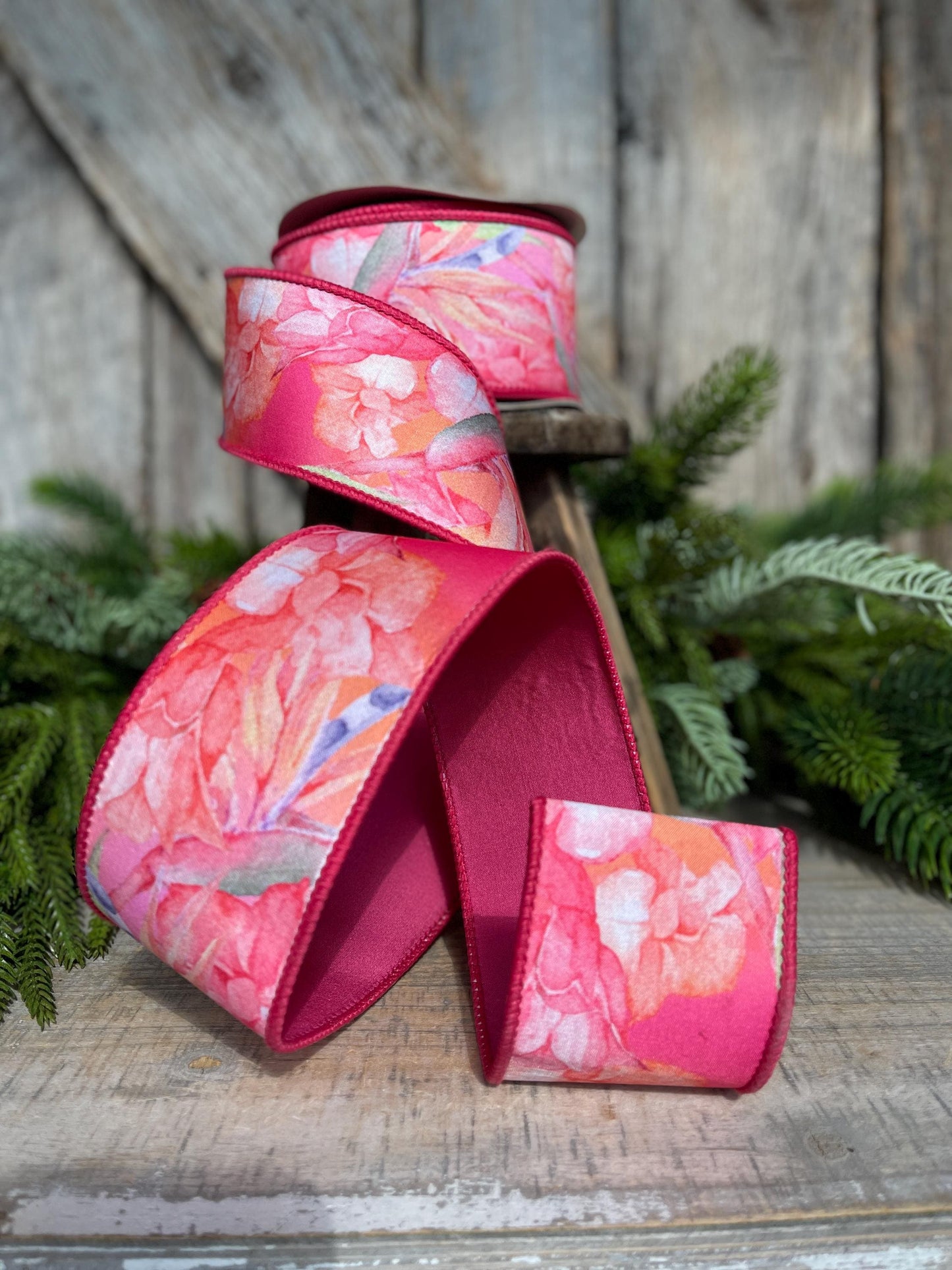 2.5" Birds of Paradise Ribbon, Farrisilk Ribbon, Wired Ribbon, Floral Ribbon, Summer Ribbon, Designer Ribbon, SR058-32