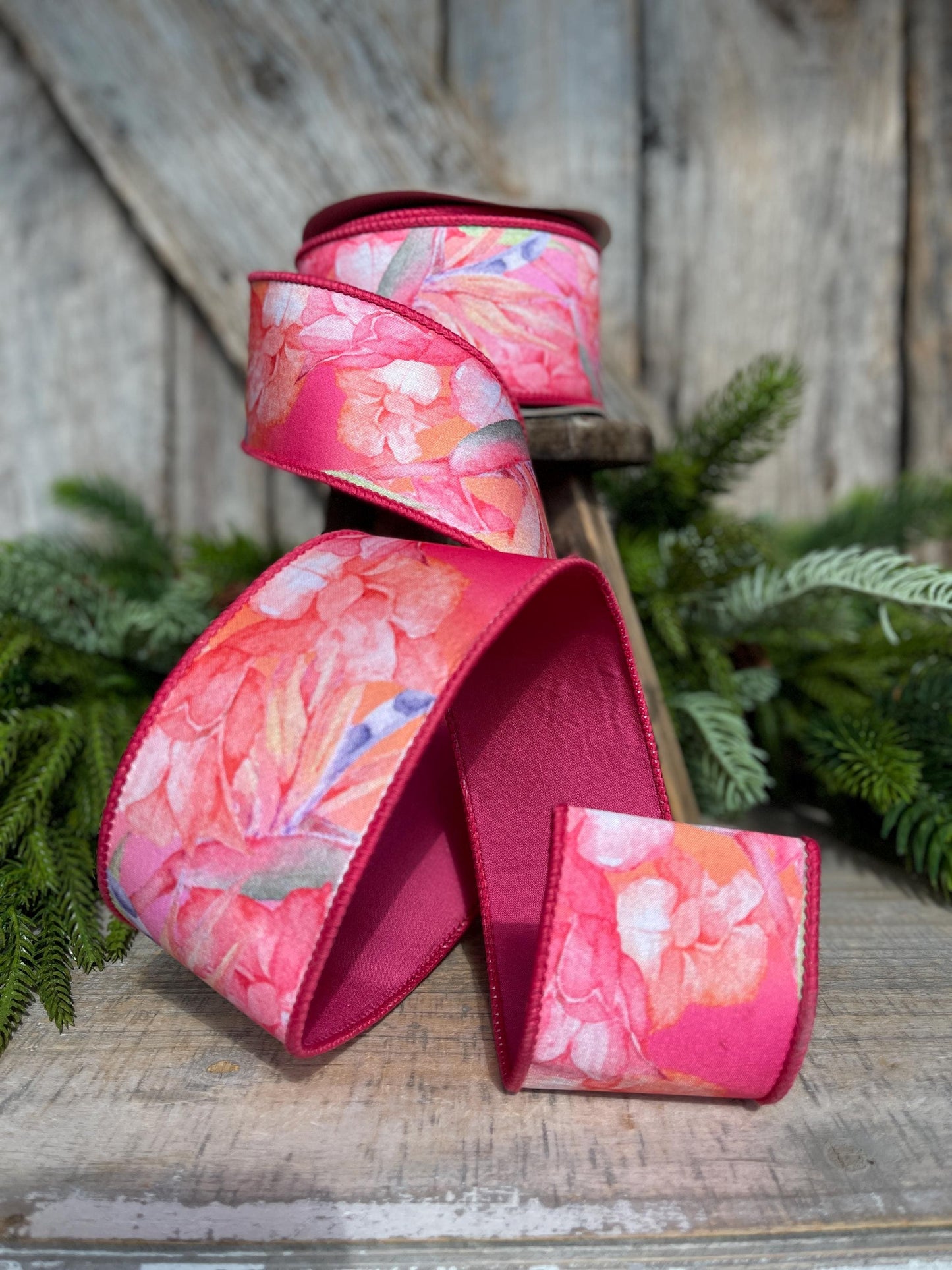2.5" Birds of Paradise Ribbon, Farrisilk Ribbon, Wired Ribbon, Floral Ribbon, Summer Ribbon, Designer Ribbon, SR058-32