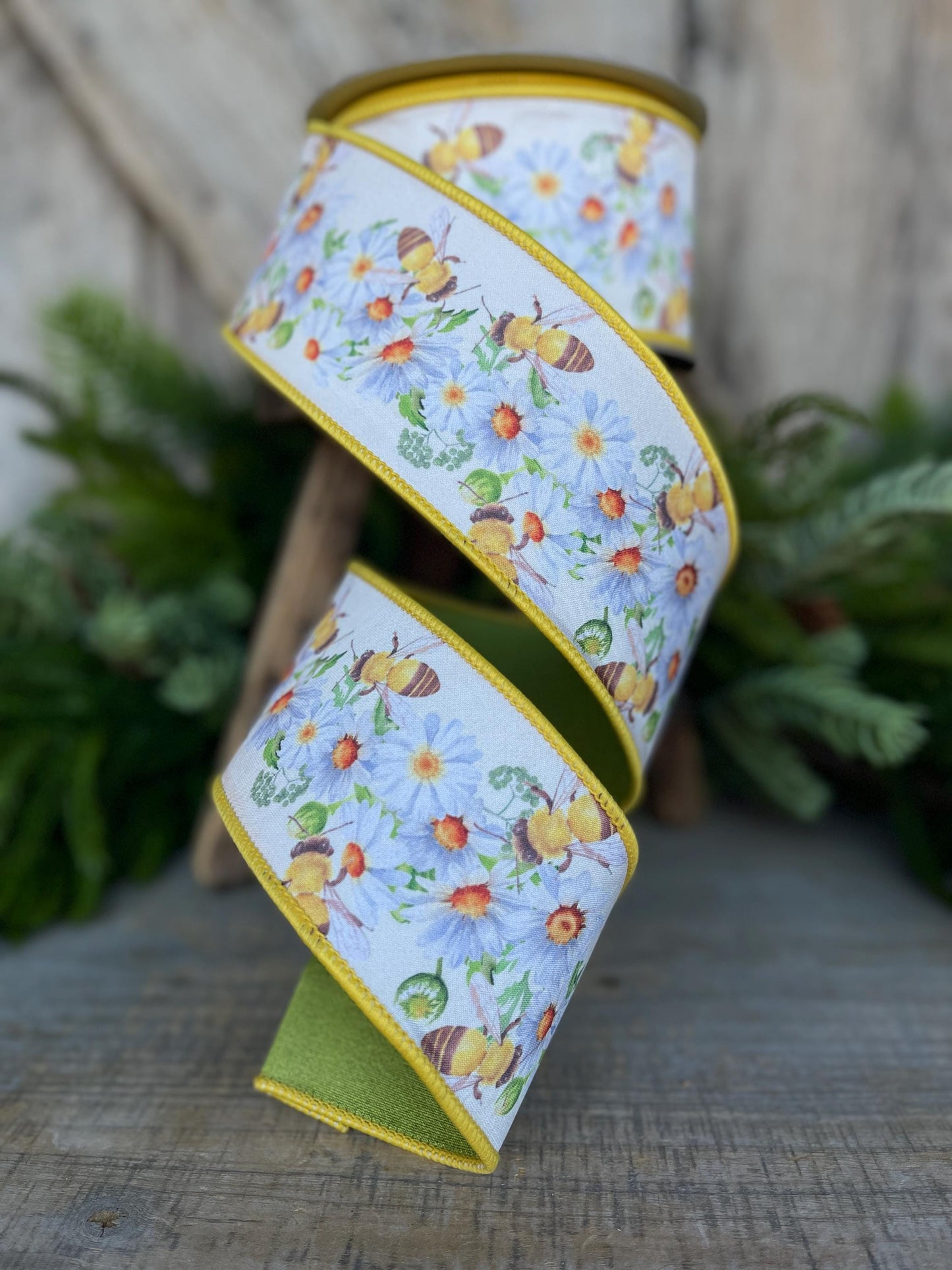 2.5" Honey Bee Ribbon, Wired Ribbon, Farrisilk Ribbon, Summer Ribbon, Bee Decor, Designer Ribbon, Bee Ribbon, SR067-32
