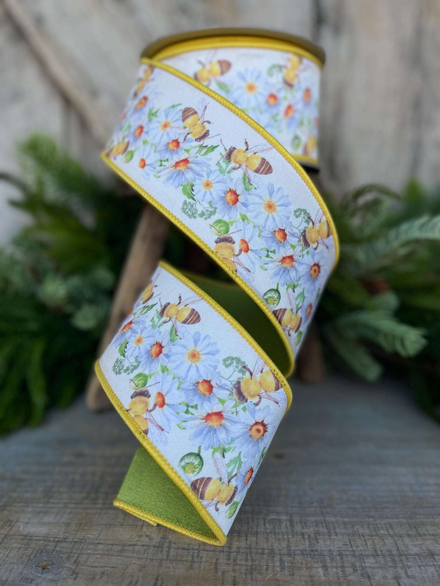 2.5" Honey Bee Ribbon, Wired Ribbon, Farrisilk Ribbon, Summer Ribbon, Bee Decor, Designer Ribbon, Bee Ribbon, SR067-32