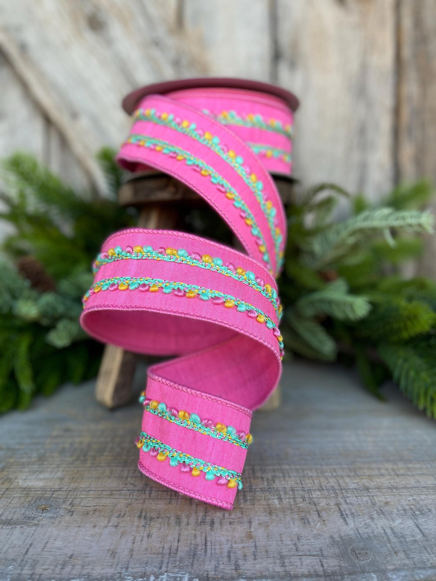 2" Bubblegum Pink Sherbert Puffs Ribbon, Farrisilk Ribbon, Wired Ribbon, Pink Ribbon, Spring Summer Ribbon, Pastel Ribbon, SR096-02
