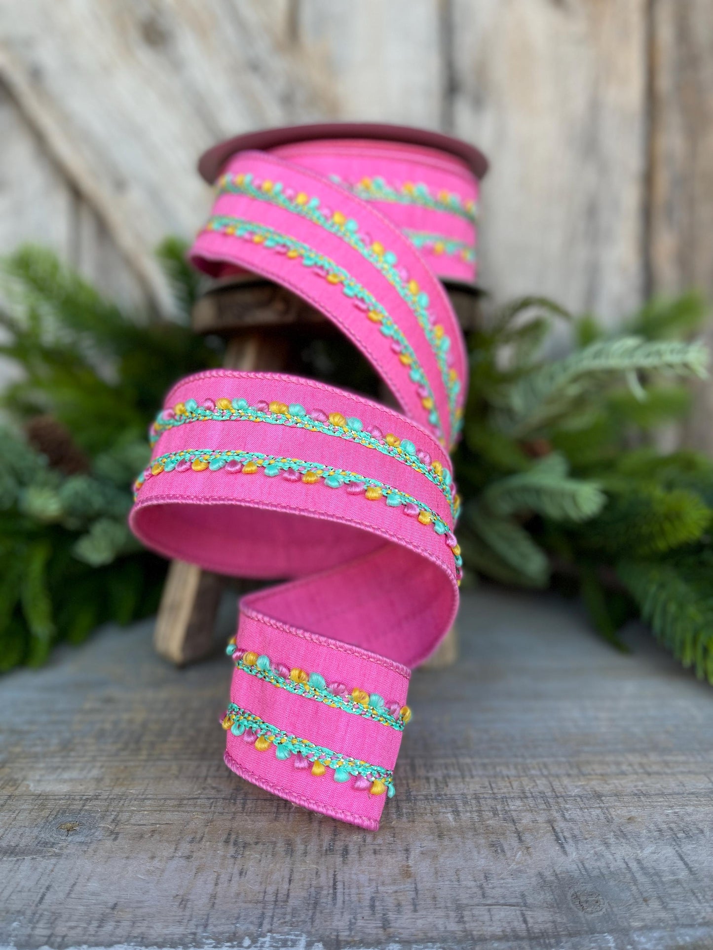 2" Bubblegum Pink Sherbert Puffs Ribbon, Farrisilk Ribbon, Wired Ribbon, Pink Ribbon, Spring Summer Ribbon, Pastel Ribbon, SR096-02