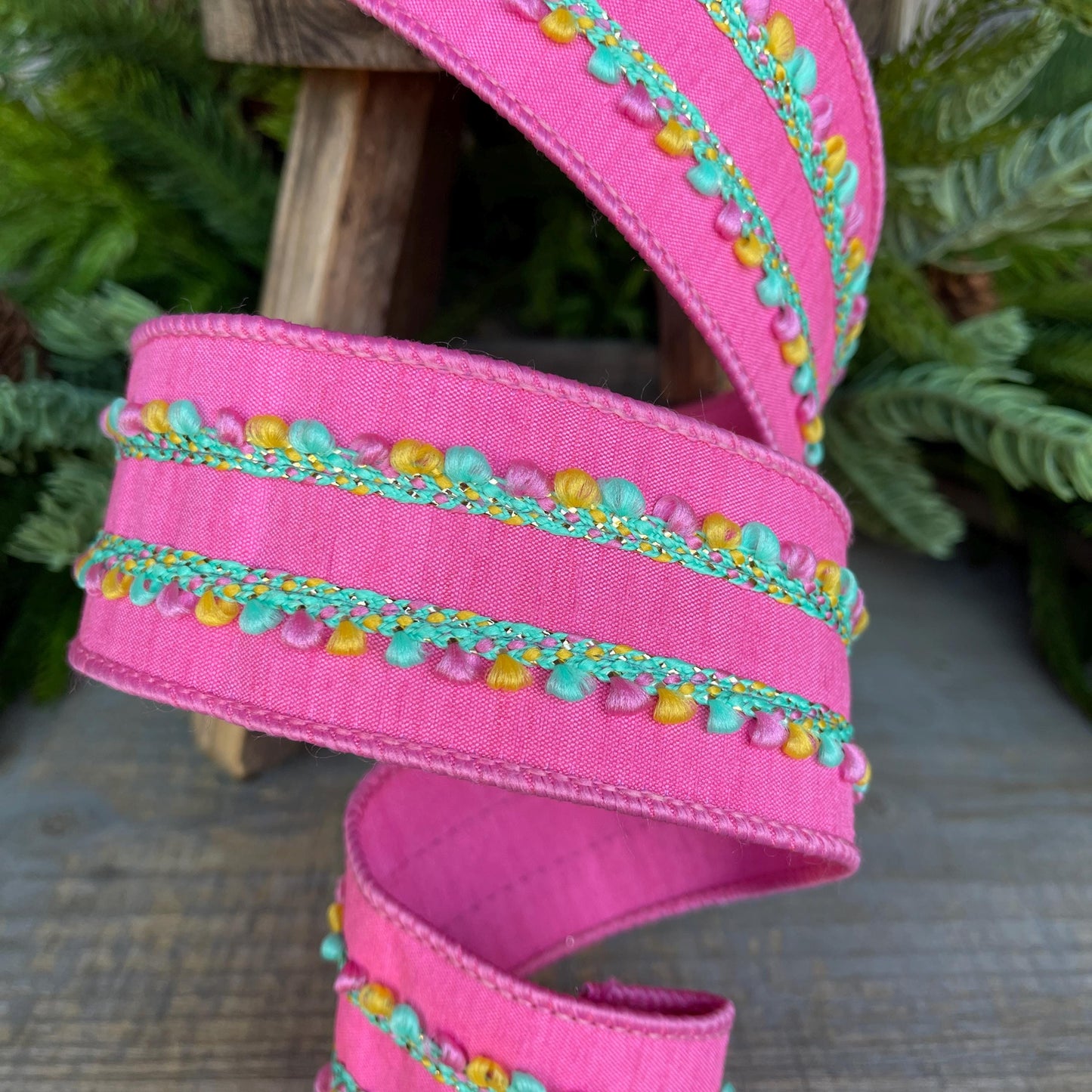 2" Bubblegum Pink Sherbert Puffs Ribbon, Farrisilk Ribbon, Wired Ribbon, Pink Ribbon, Spring Summer Ribbon, Pastel Ribbon, SR096-02