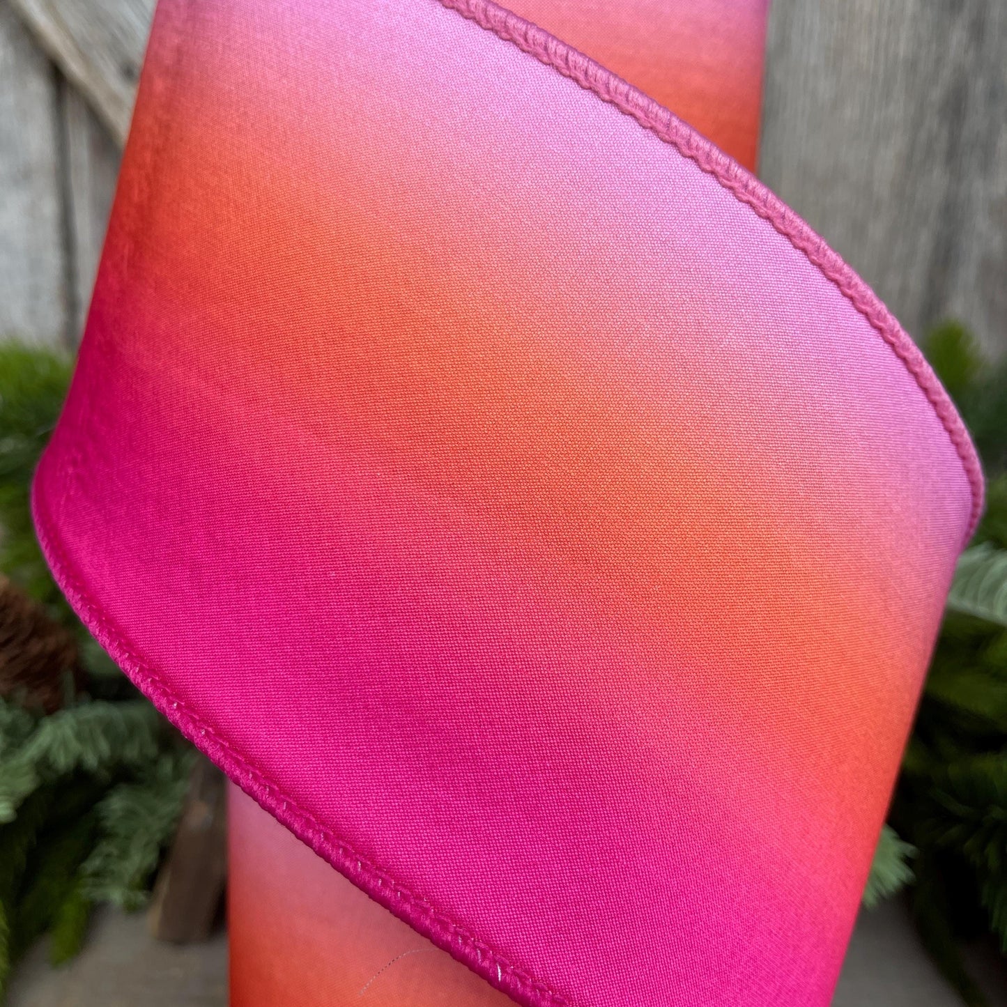 4" Pink Orange Sunset Ribbon, Farrisilk RIbbon, Pink Wired RIbbon, SPring Ribbon, 2 Tone Ribbon, Ombre Ribbon, Designer Ribbon,SR012-14