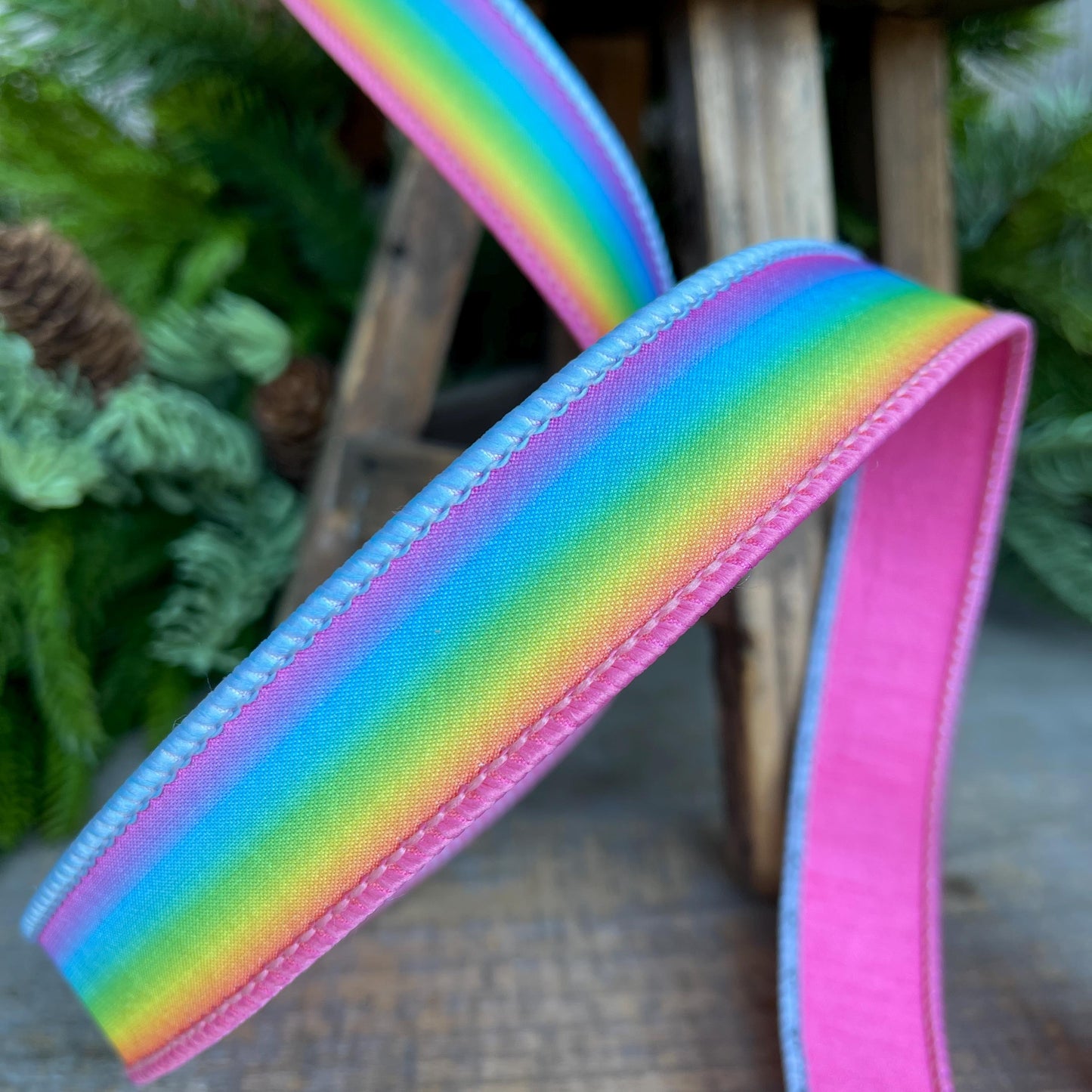 1" Magic Rainbow Ribbon, Farrisilk Ribbon, Wired Ribbon, Pastel Rainbow Ribbon, Spring Ribbon, Rainbow Decor, SR037-32