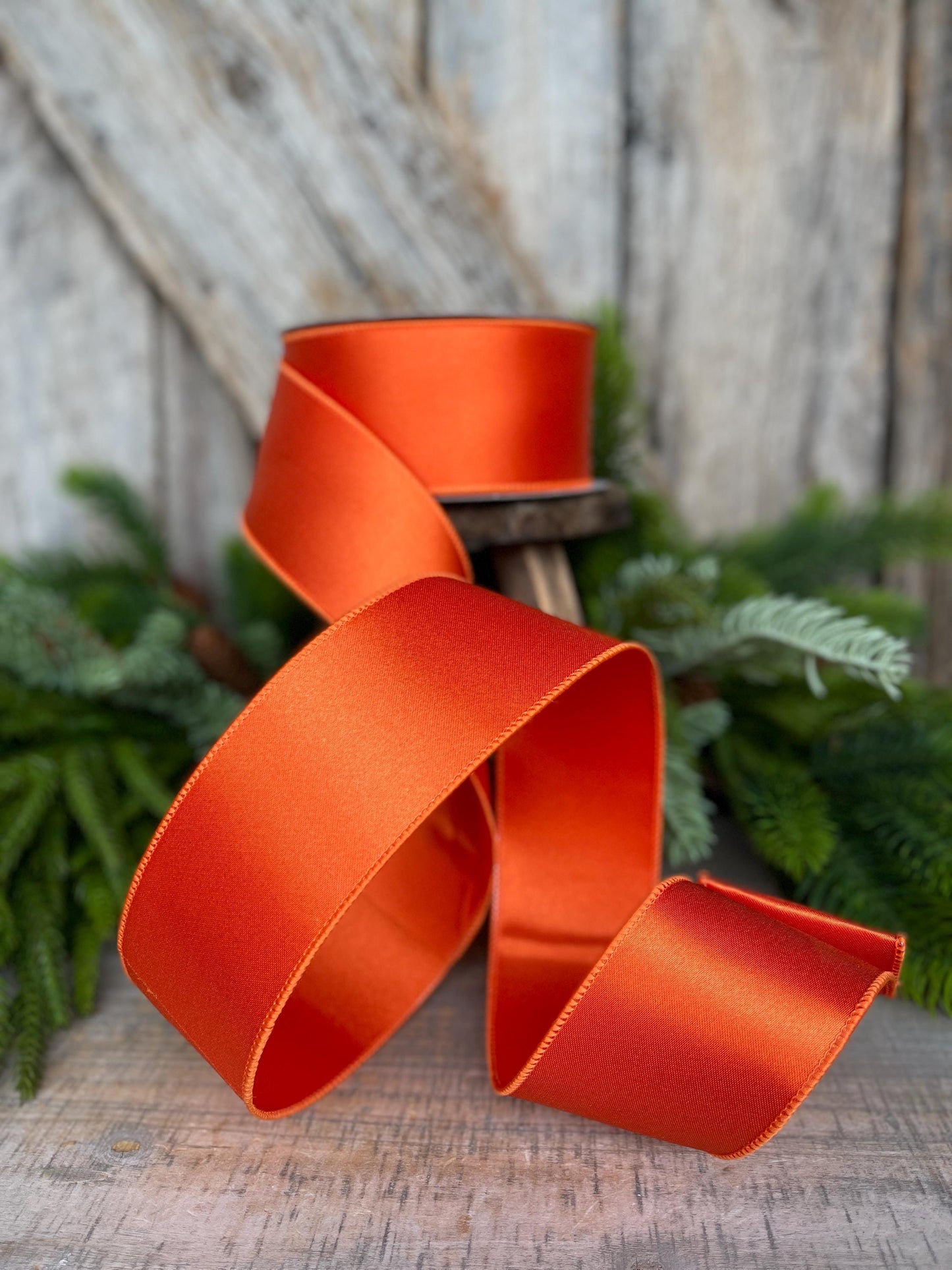 2.5" Orange Satin Ribbon, Farrisilk Ribbon, Wired Ribbon, RIbbon, Halloween Ribbon, Orange Ribbon, Fall Ribbon, Designer RIbbon, RD876-52