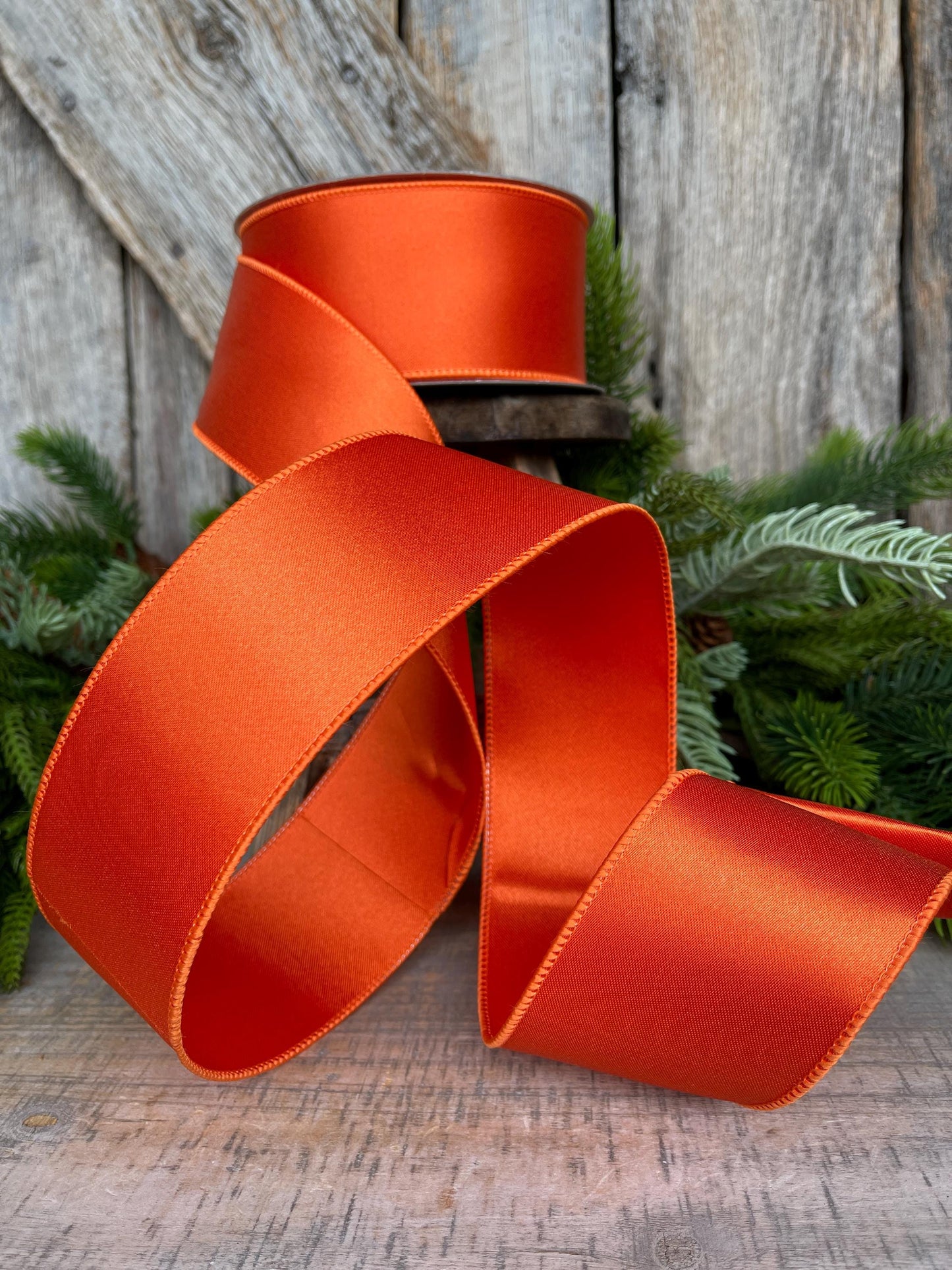 2.5" Orange Satin Ribbon, Farrisilk Ribbon, Wired Ribbon, RIbbon, Halloween Ribbon, Orange Ribbon, Fall Ribbon, Designer RIbbon, RD876-52