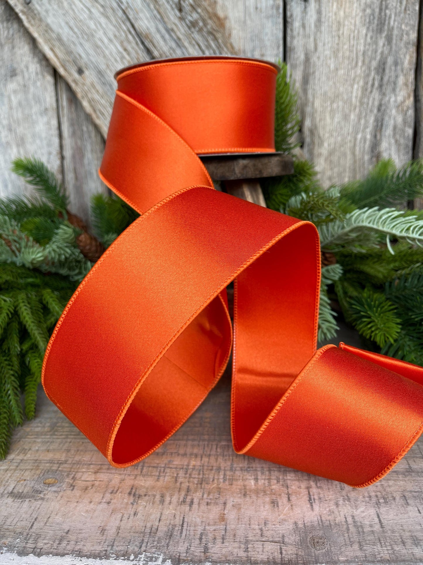 2.5" Orange Satin Ribbon, Farrisilk Ribbon, Wired Ribbon, RIbbon, Halloween Ribbon, Orange Ribbon, Fall Ribbon, Designer RIbbon, RD876-52
