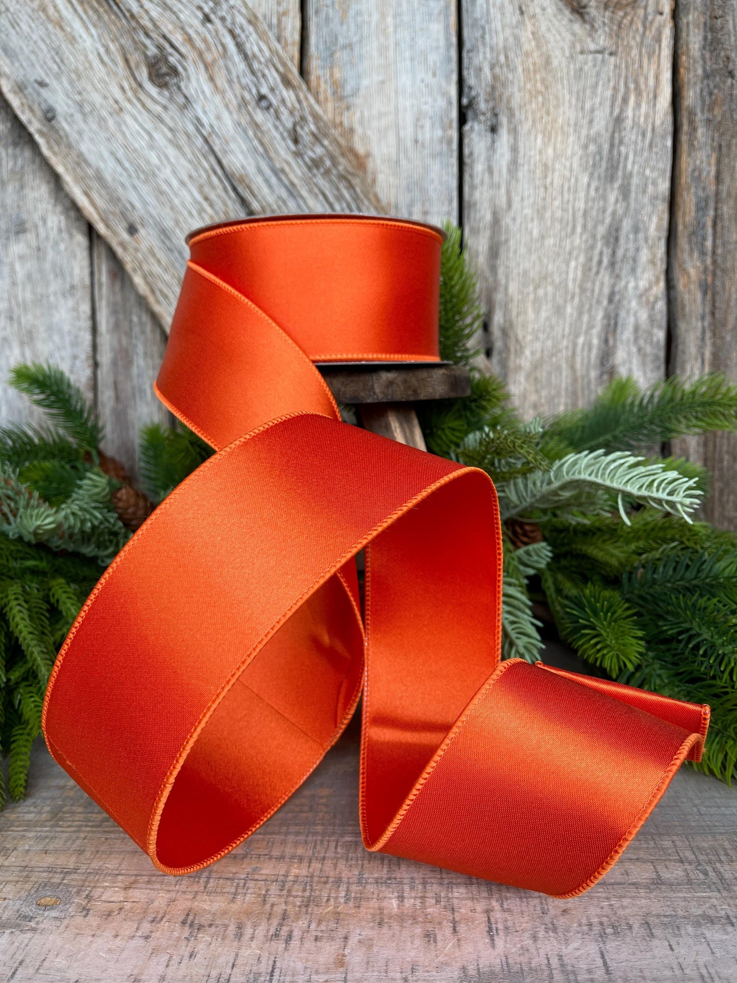 2.5" Orange Satin Ribbon, Farrisilk Ribbon, Wired Ribbon, RIbbon, Halloween Ribbon, Orange Ribbon, Fall Ribbon, Designer RIbbon, RD876-52