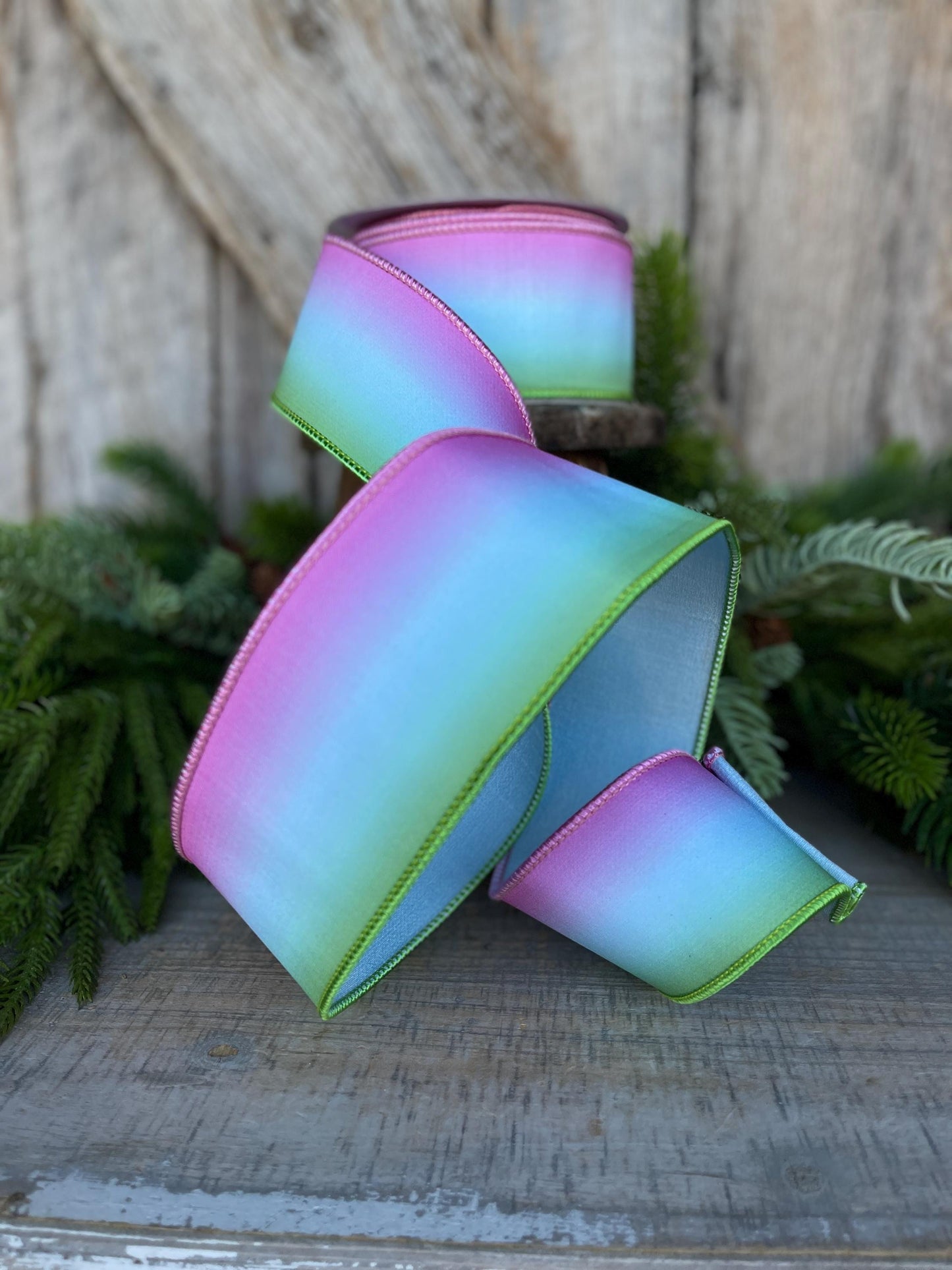 2.5" Pastel Horizon Ribbon, Farrisilk Ribbon, Wired Ribbon, Blue Ombre Ribbon, Spring Summer Ribbon, Pastel Ribbon, SR055-32