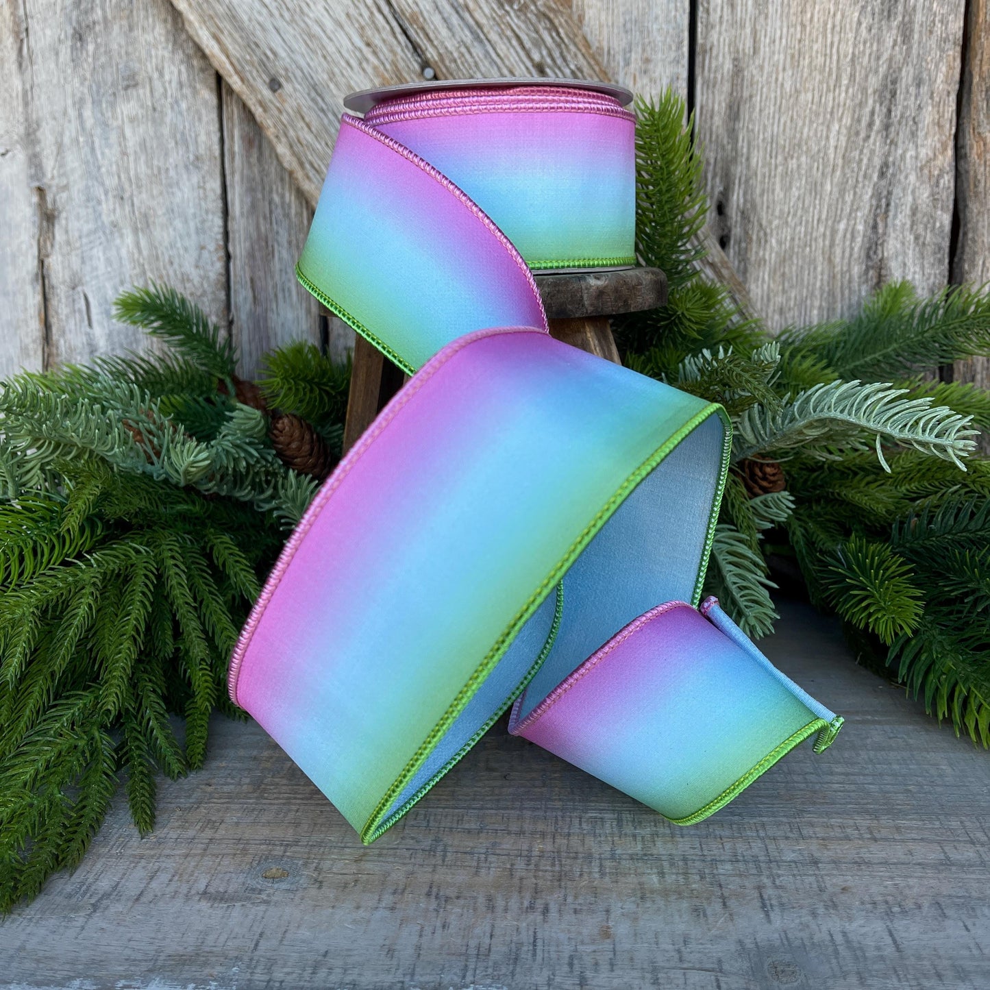 2.5" Pastel Horizon Ribbon, Farrisilk Ribbon, Wired Ribbon, Blue Ombre Ribbon, Spring Summer Ribbon, Pastel Ribbon, SR055-32