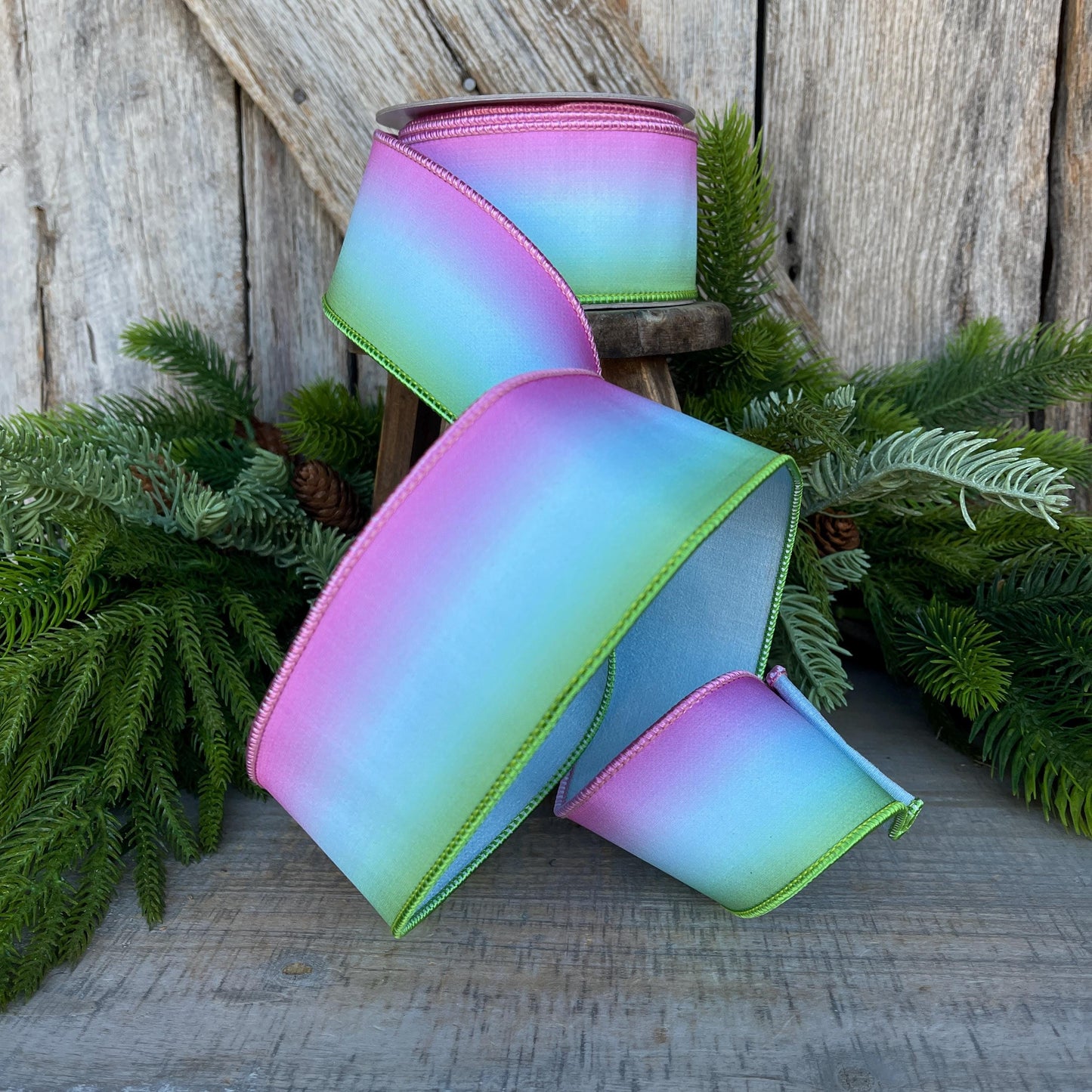 2.5" Pastel Horizon Ribbon, Farrisilk Ribbon, Wired Ribbon, Blue Ombre Ribbon, Spring Summer Ribbon, Pastel Ribbon, SR055-32