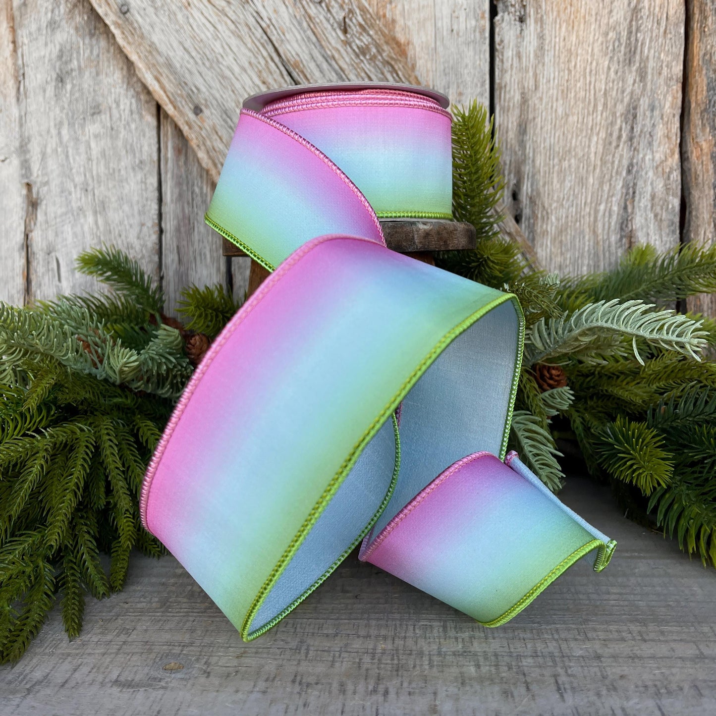 2.5" Pastel Horizon Ribbon, Farrisilk Ribbon, Wired Ribbon, Blue Ombre Ribbon, Spring Summer Ribbon, Pastel Ribbon, SR055-32