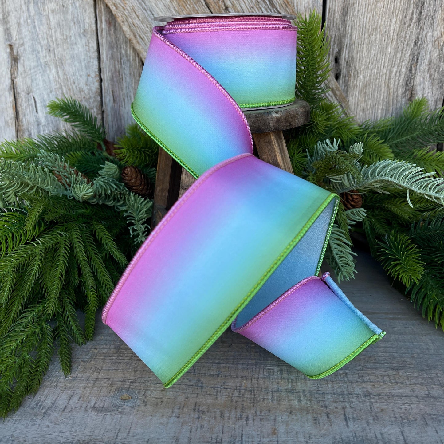 2.5" Pastel Horizon Ribbon, Farrisilk Ribbon, Wired Ribbon, Blue Ombre Ribbon, Spring Summer Ribbon, Pastel Ribbon, SR055-32