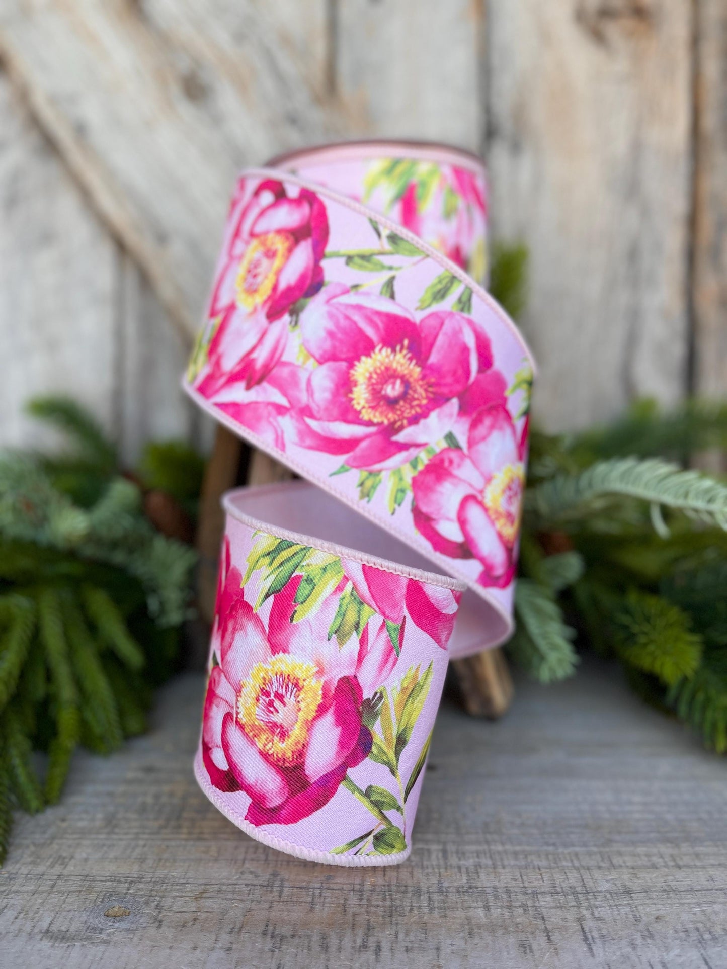 4" Spring Poppies ribbon, Farrisilk Ribbon, Pink Poppy Ribbon, Red Ribbon, Wired RIbbon, Designer RIbbon, SR070-22