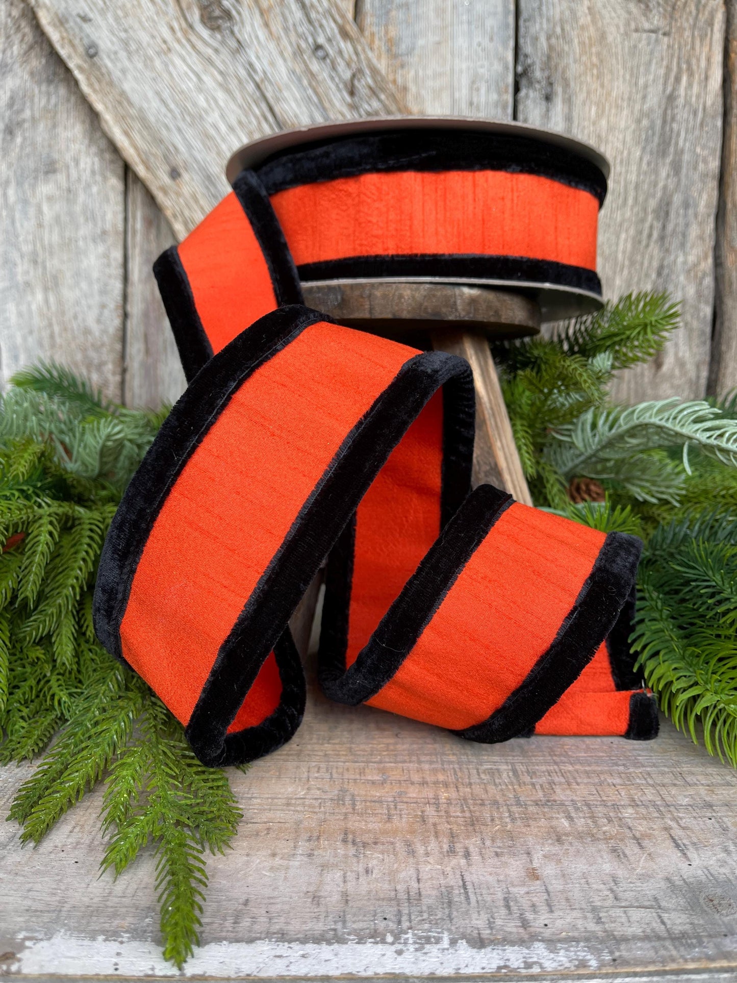 2.5" Halloween Ribbon, Farrisilk Ribbon, Halloween Puffs Ribbon, Orange Black Ribbon, Wired Ribbon, HR037-87