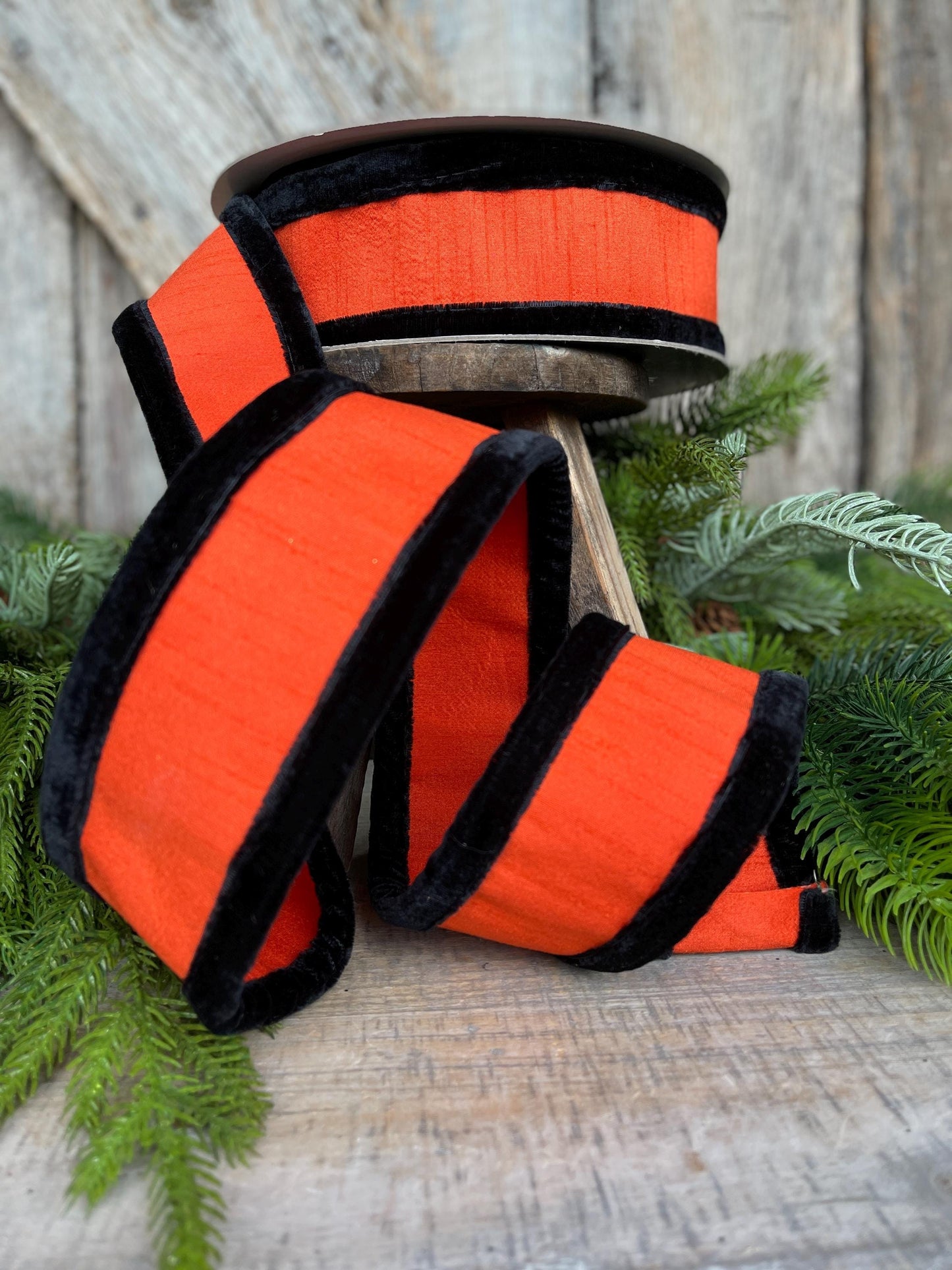2.5" Halloween Ribbon, Farrisilk Ribbon, Halloween Puffs Ribbon, Orange Black Ribbon, Wired Ribbon, HR037-87