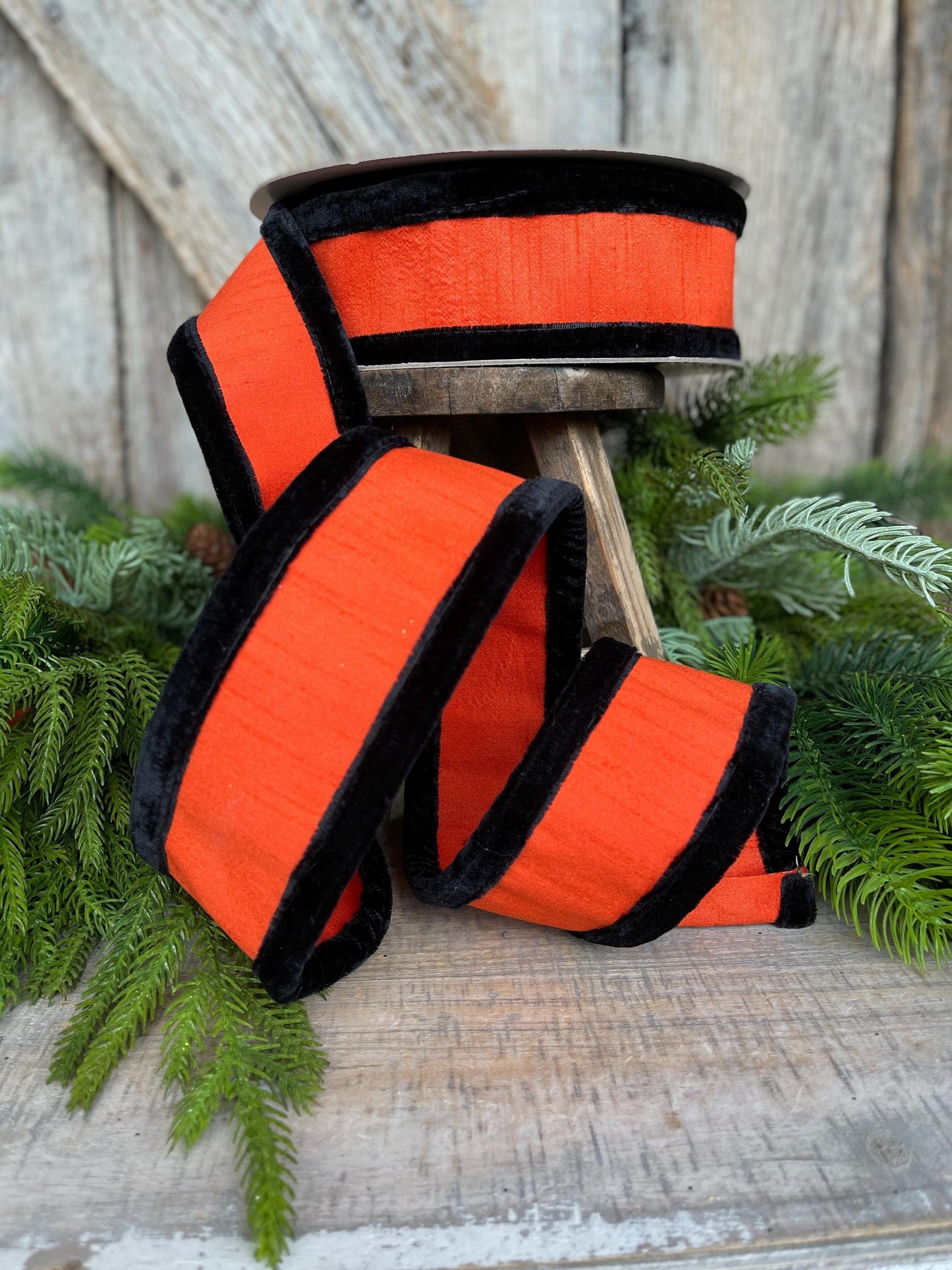 2.5" Halloween Ribbon, Farrisilk Ribbon, Halloween Puffs Ribbon, Orange Black Ribbon, Wired Ribbon, HR037-87